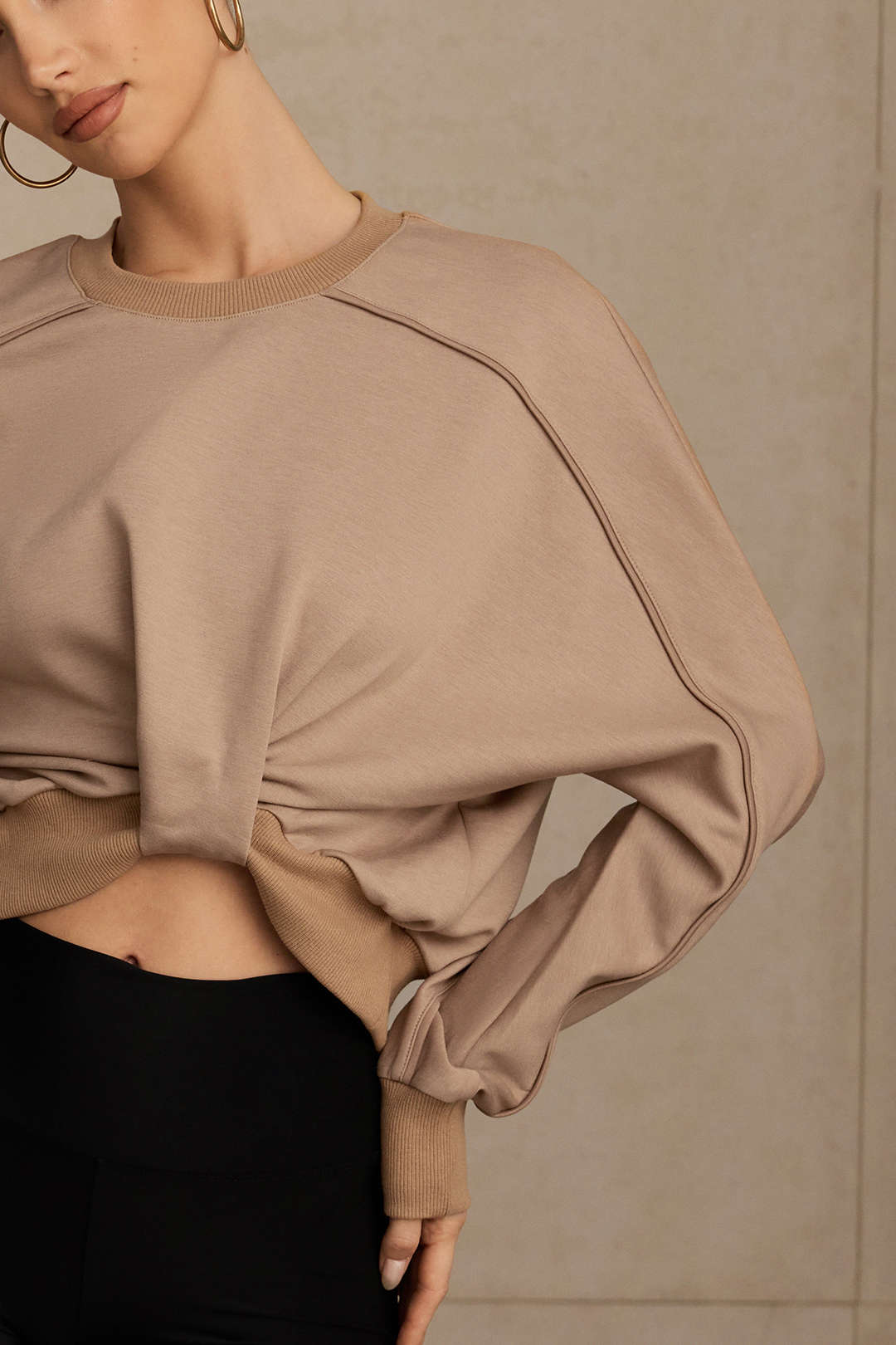 Round Neck Twist Knot Long Sleeve Sweatshirt