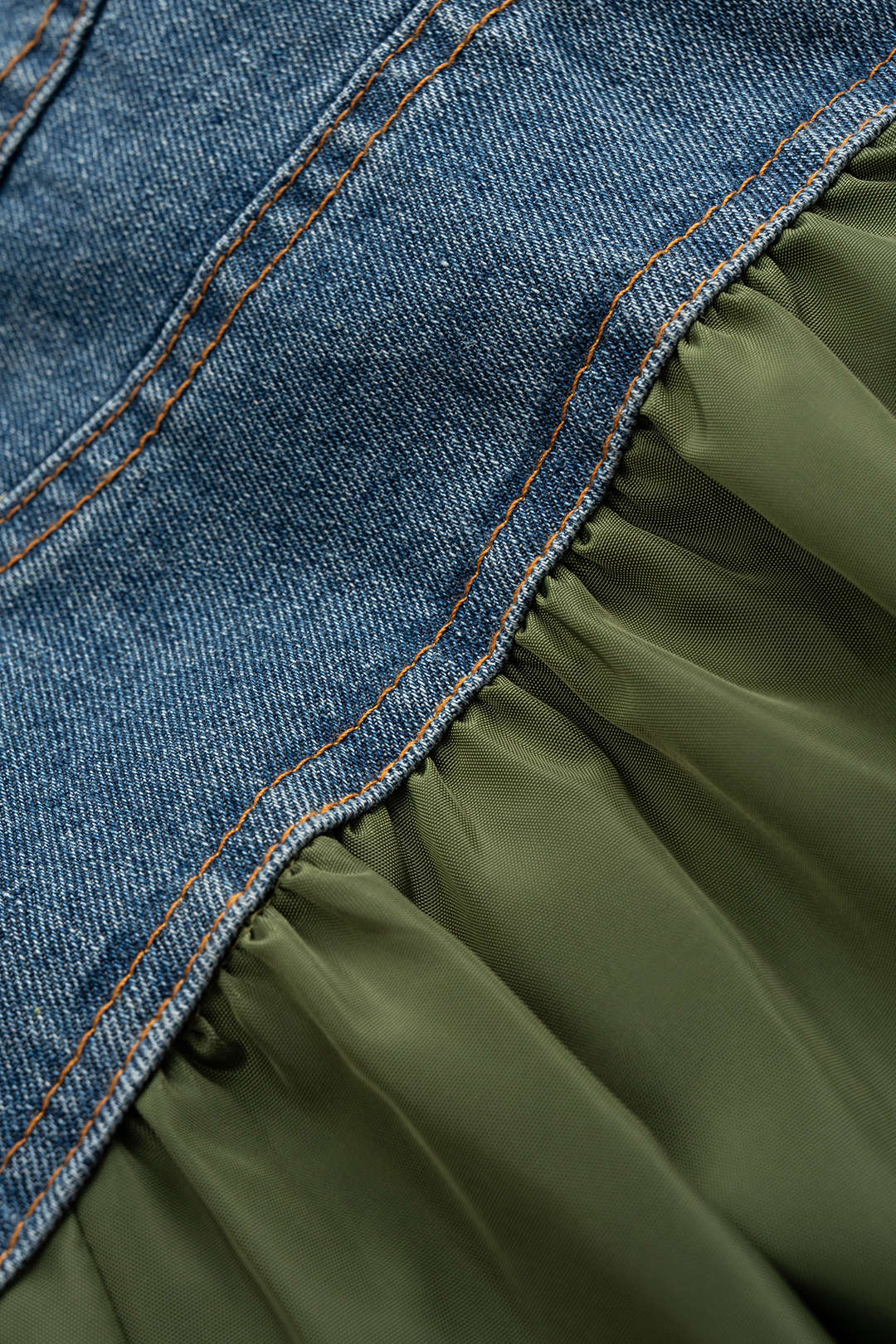 Denim-Patchwork-Reißverschlussjacke