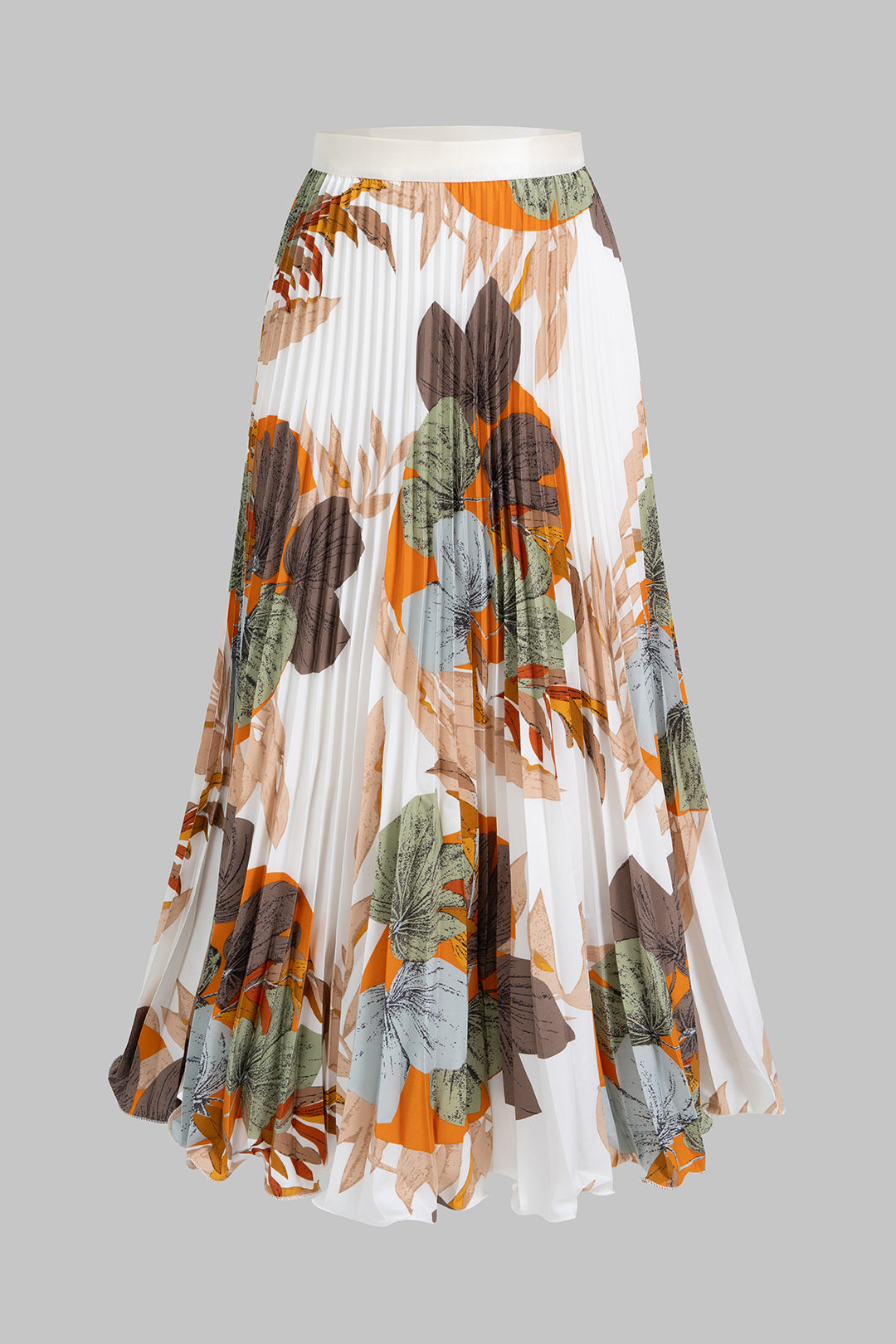 Plissierter Rock mit Blumenmuster und hoher Taille