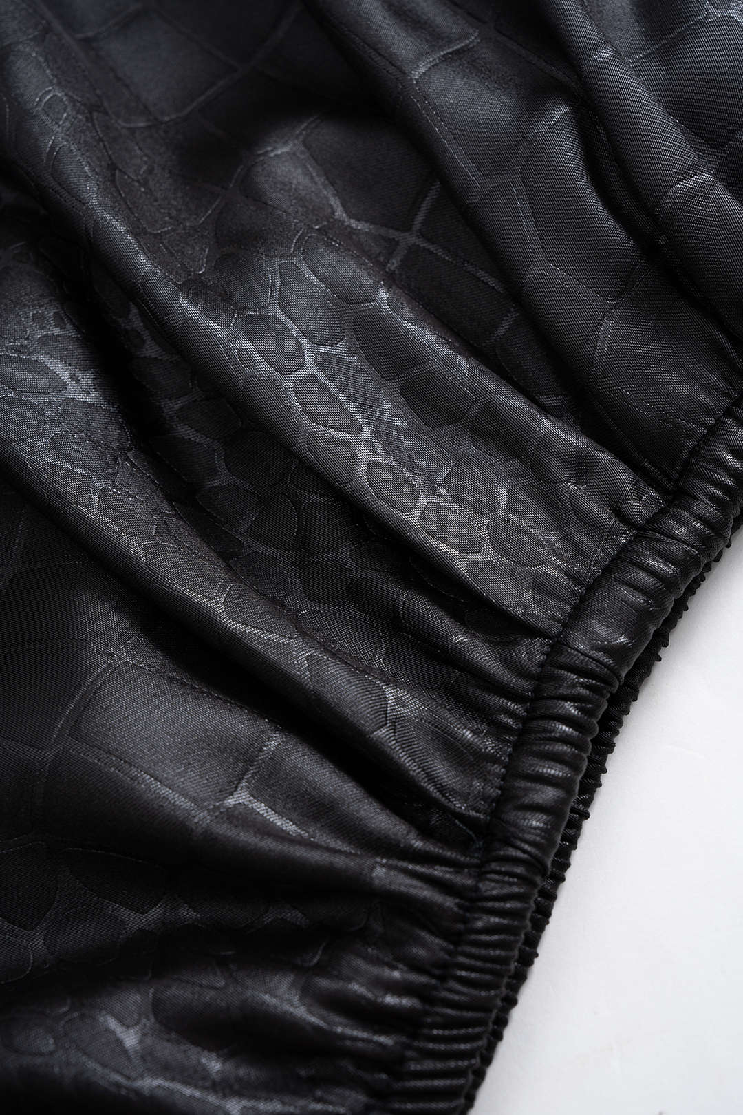 Satin Texture Ruched Long-Sleeve Top With Scarf