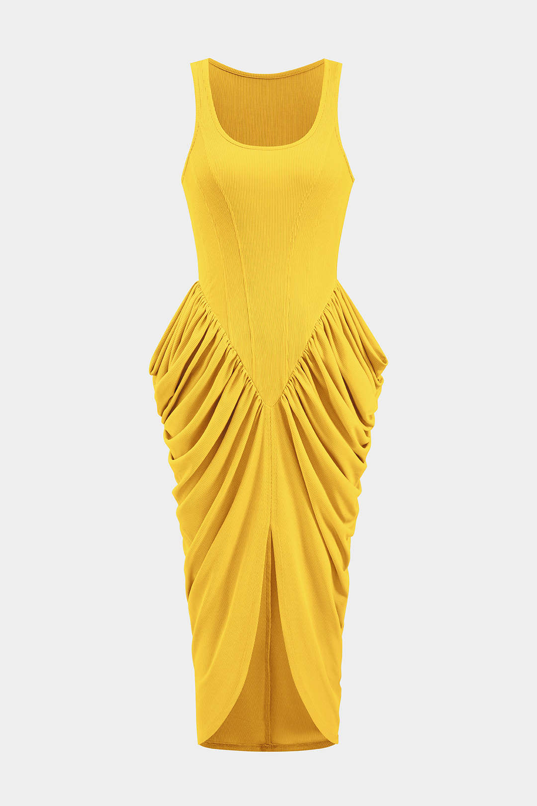 Robe longue froncée corset sans manches