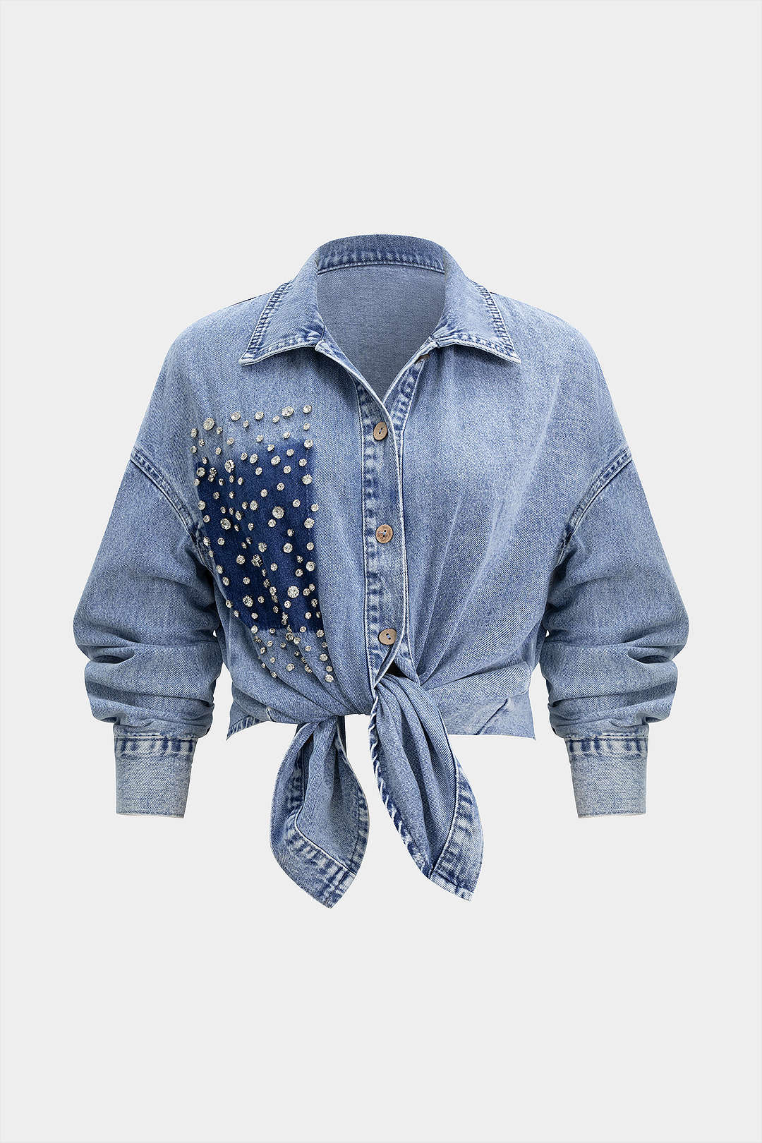 Jeansjacke mit Strassdekor