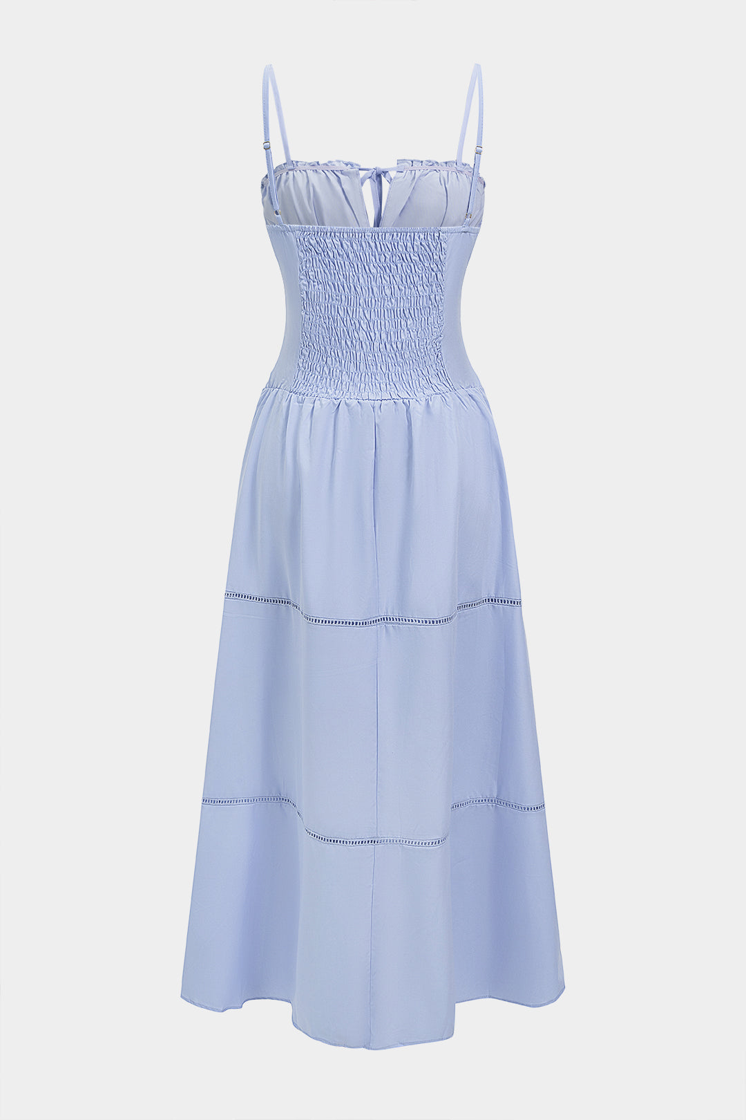 Robe longue sans manches évidée à fronces et liens