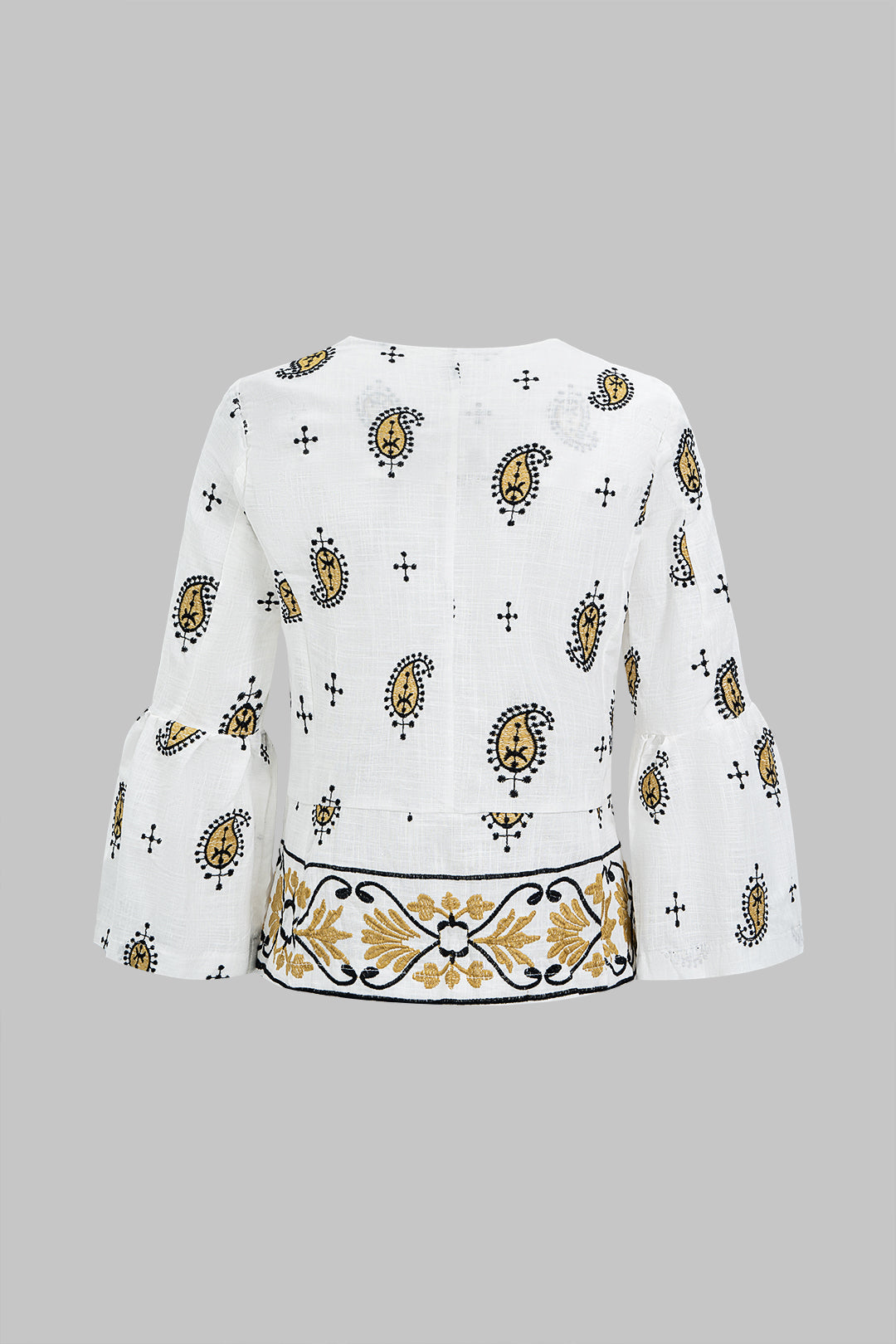 Besticktes Rundhals-Langarmshirt