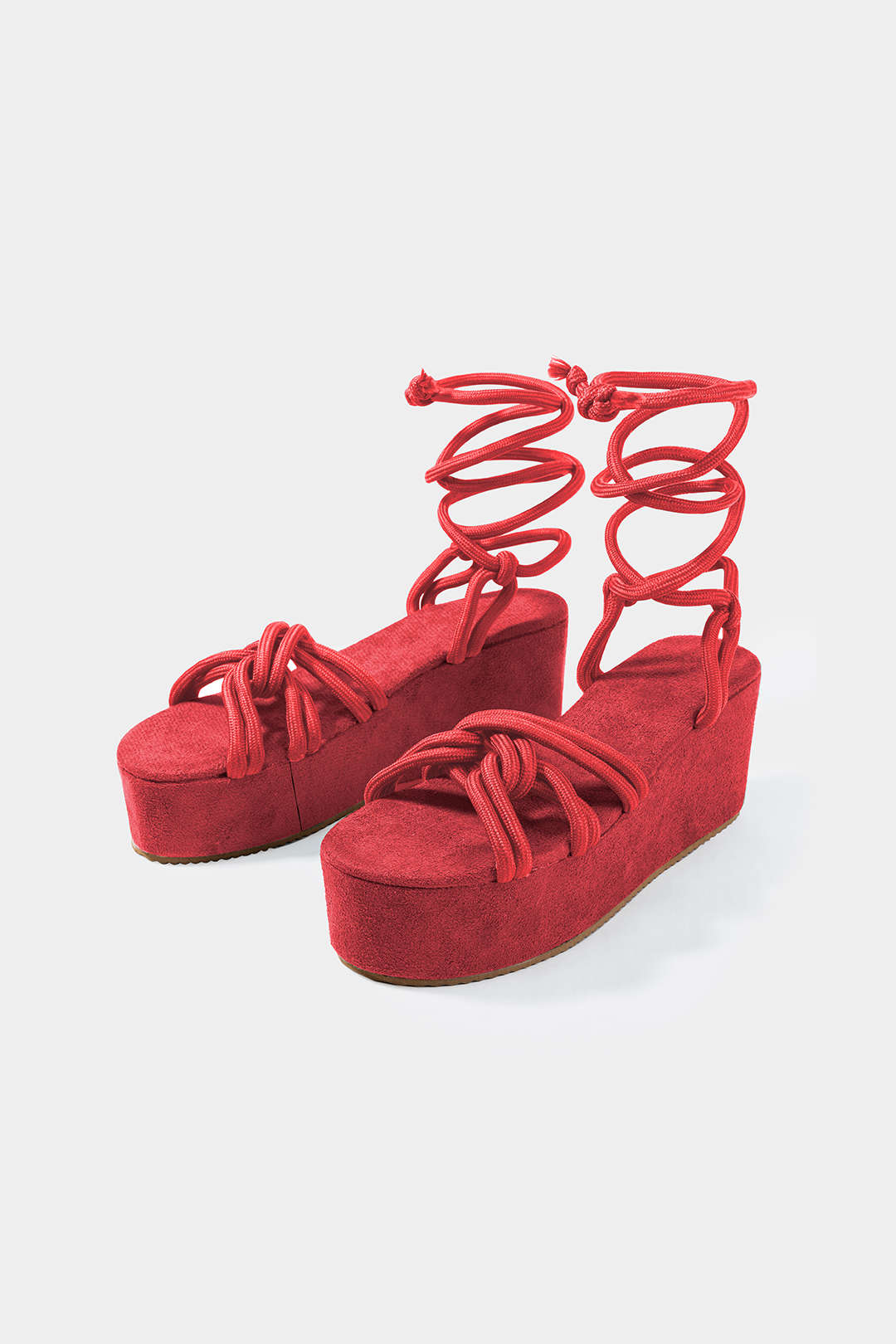 Tie-Up Open Toe Platform Flats Sandals