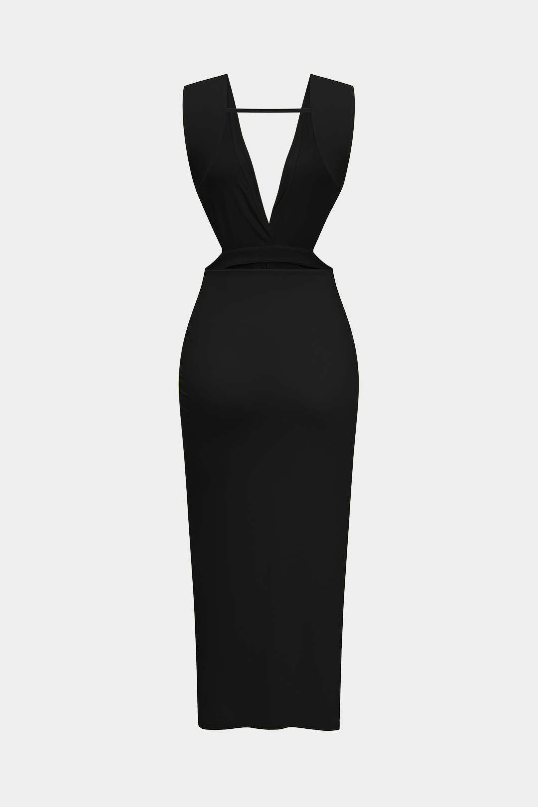Robe midi sans manches dos nu torsadée froncée