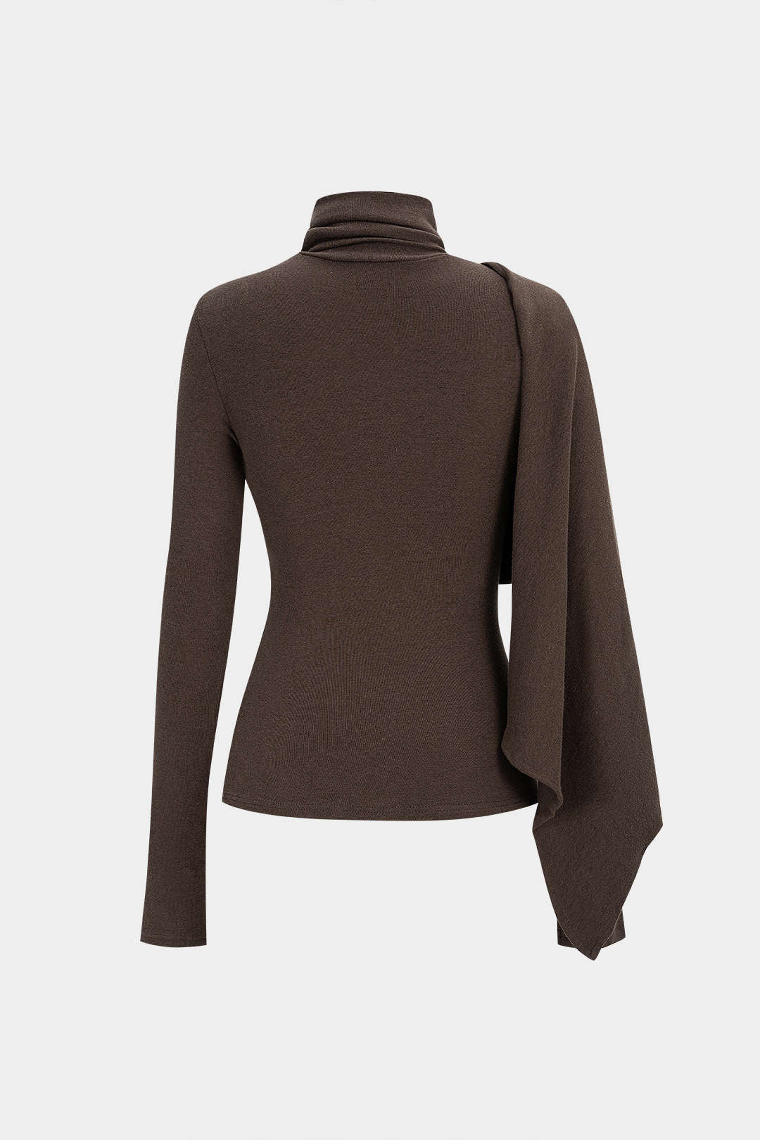 Einfarbiges, hochgeschlossenes, gerafftes Langarmshirt