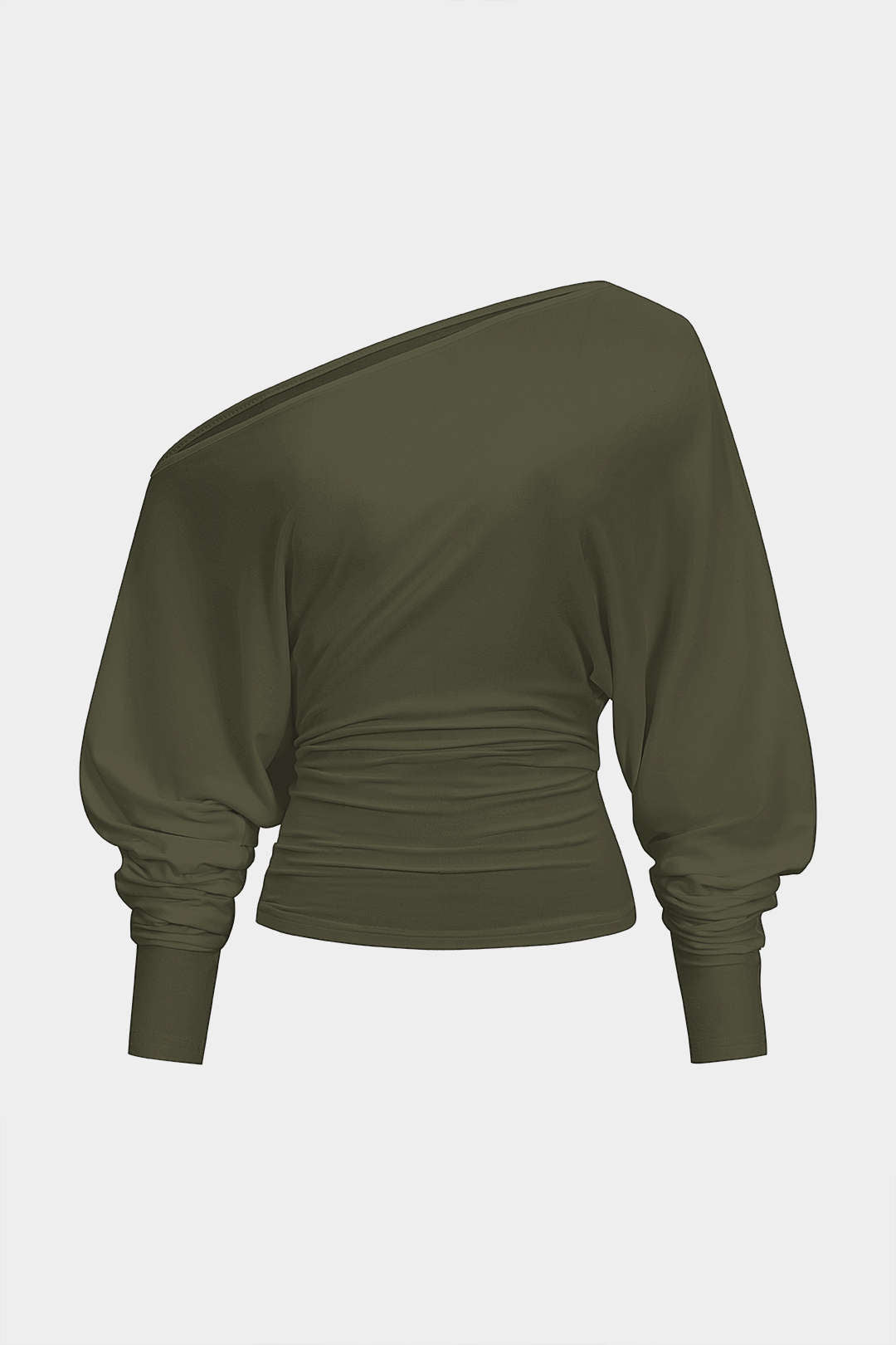 Cut-out, einseitig gerafftes Langarm-T-Shirt