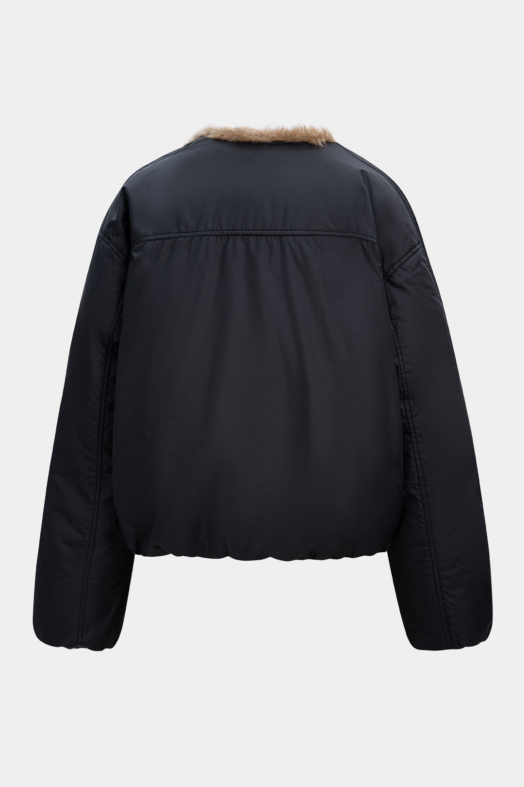 Faux Fur Collar Patchwork Puffer