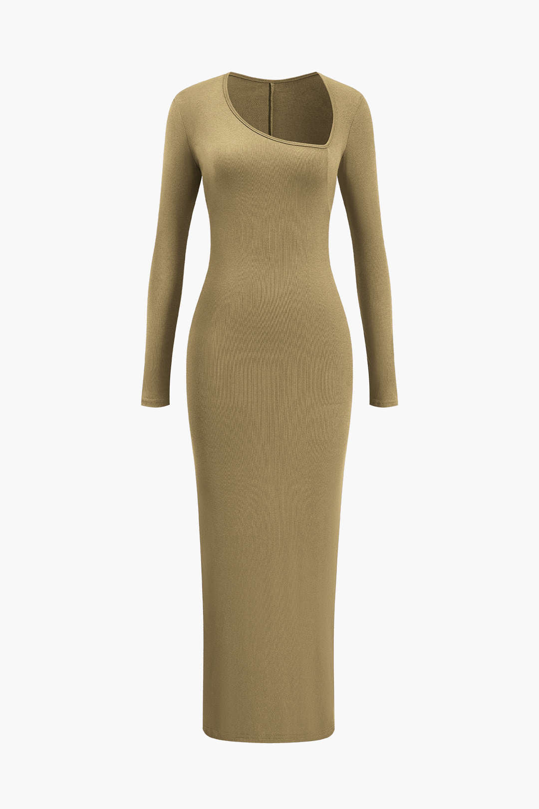 Robe longue asymétrique fendue au cou