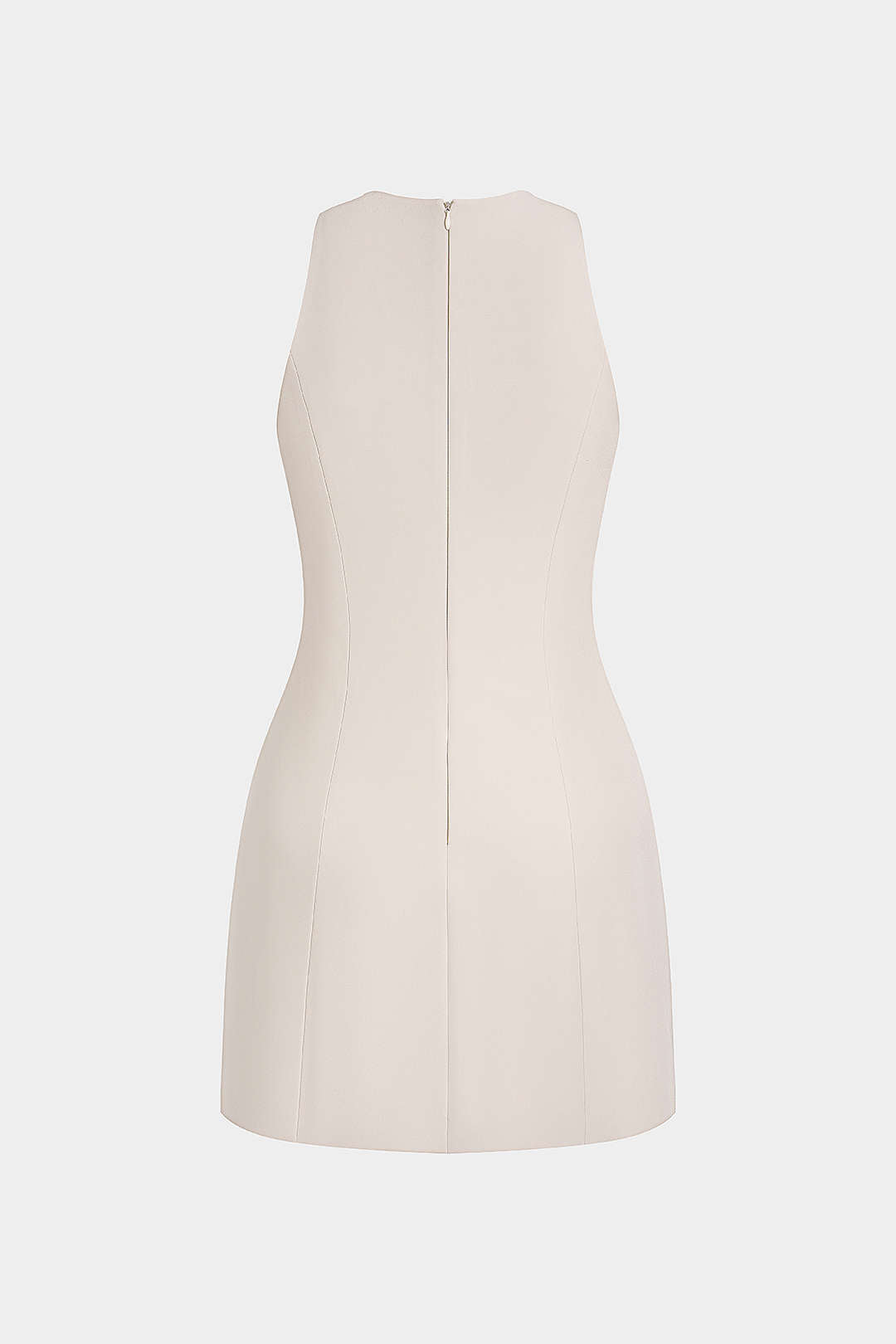 Round Neck Metallic Irregular Button Sleeveless Mini Dress
