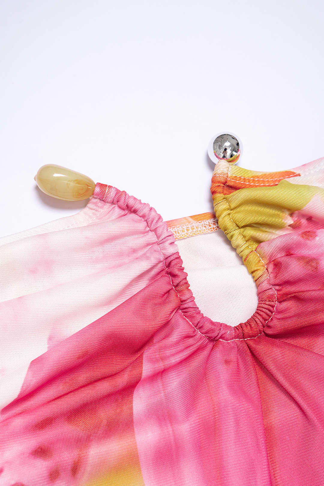 Maxikleid aus Mesh mit Blumenmuster, trägerlos und ärmellos