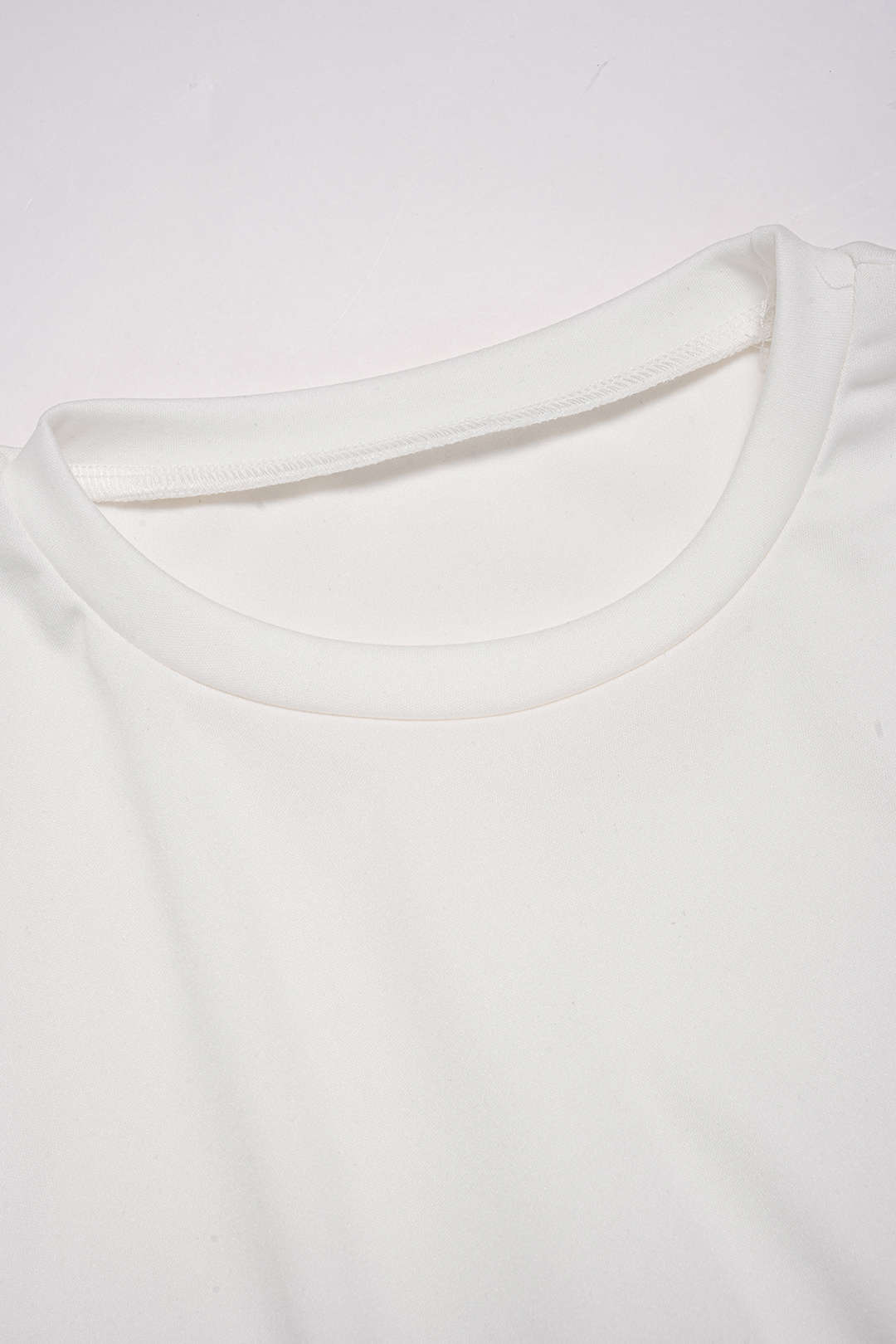 T-shirt à Manches Courtes Rondes avec Patchwork en Dentelle
