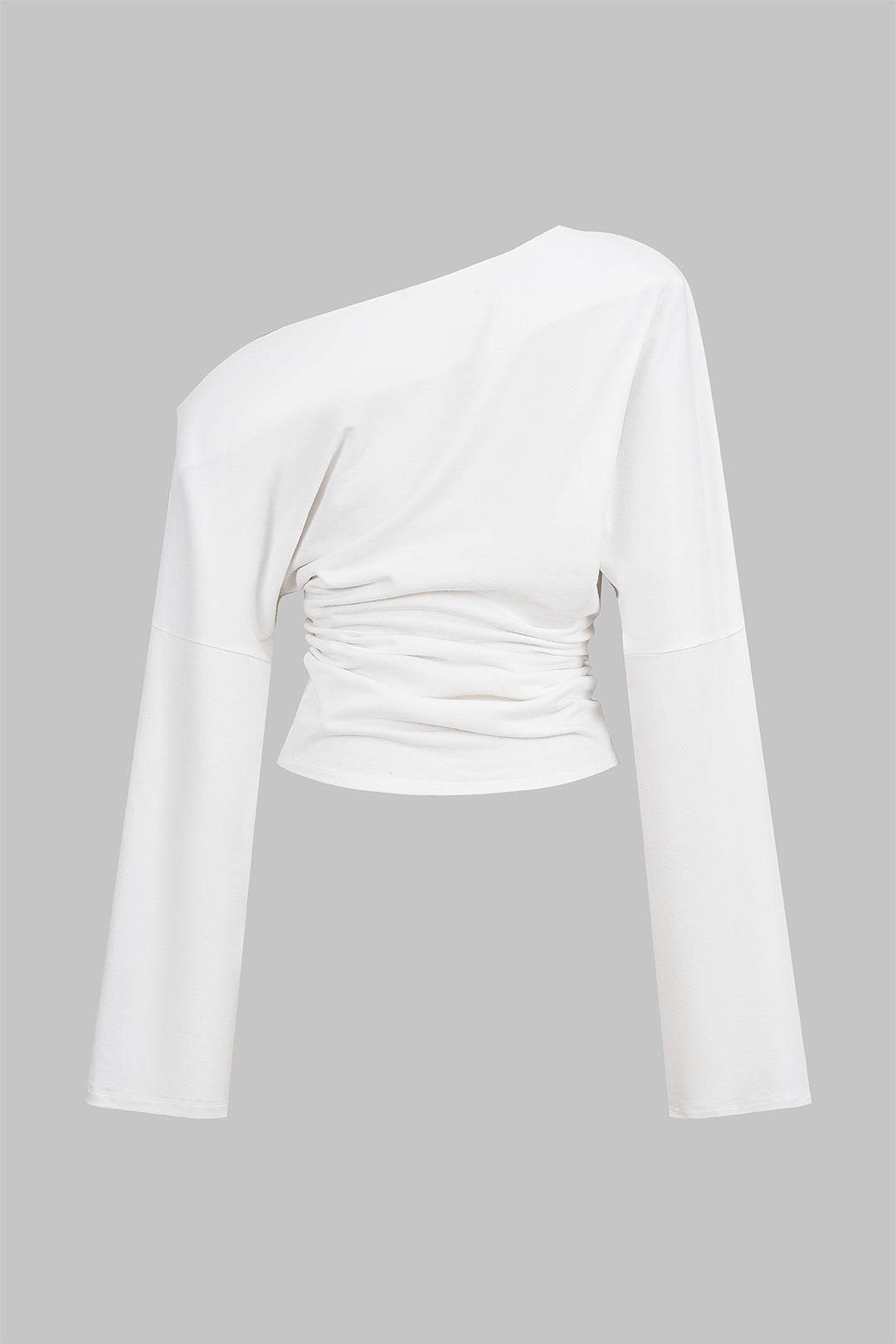 Metallic Eyelet Asymmetrical Long-Sleeve Top