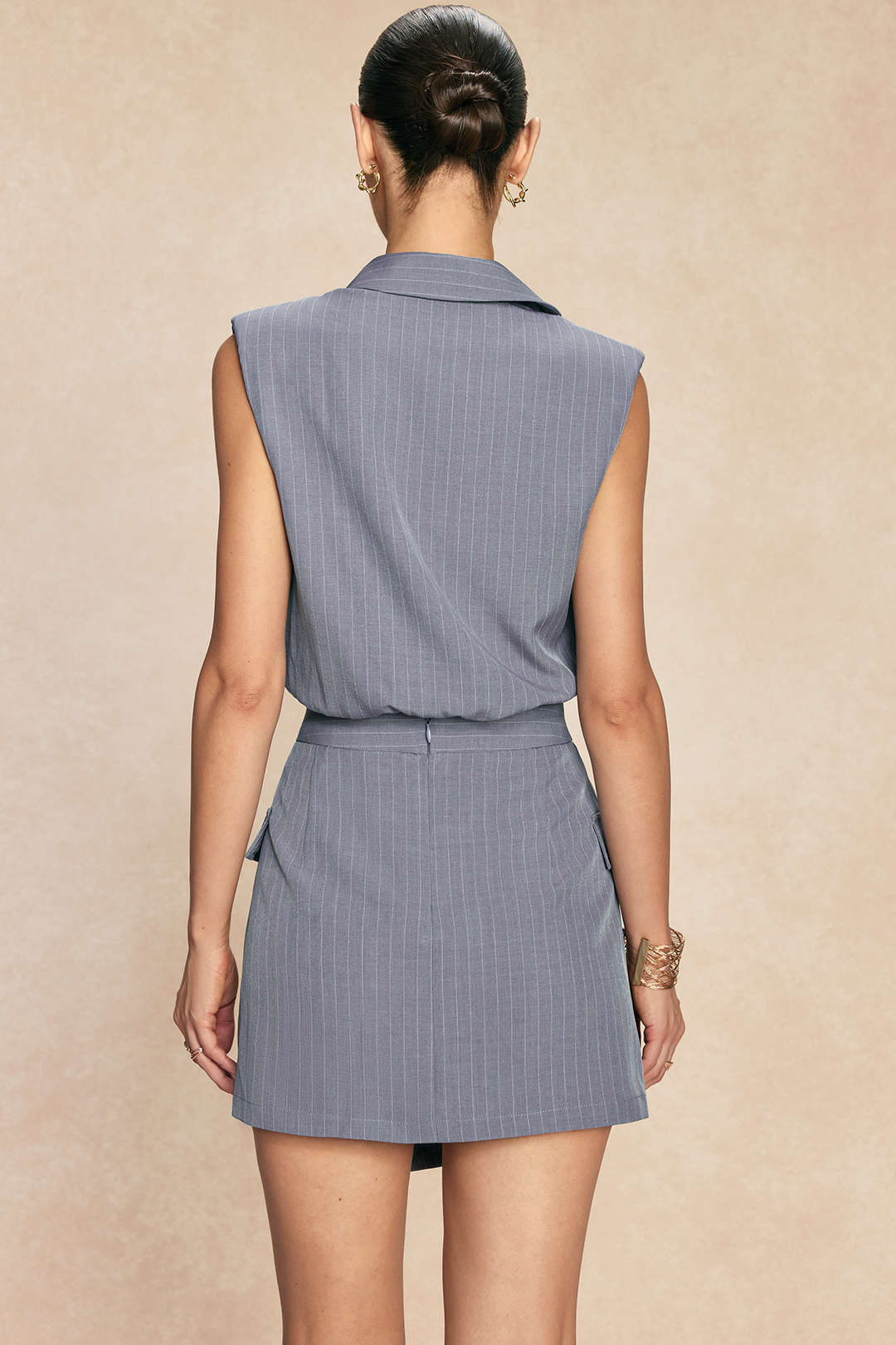 Rock mit Streifenprint, hoher Taille und asymmetrischem Schnitt