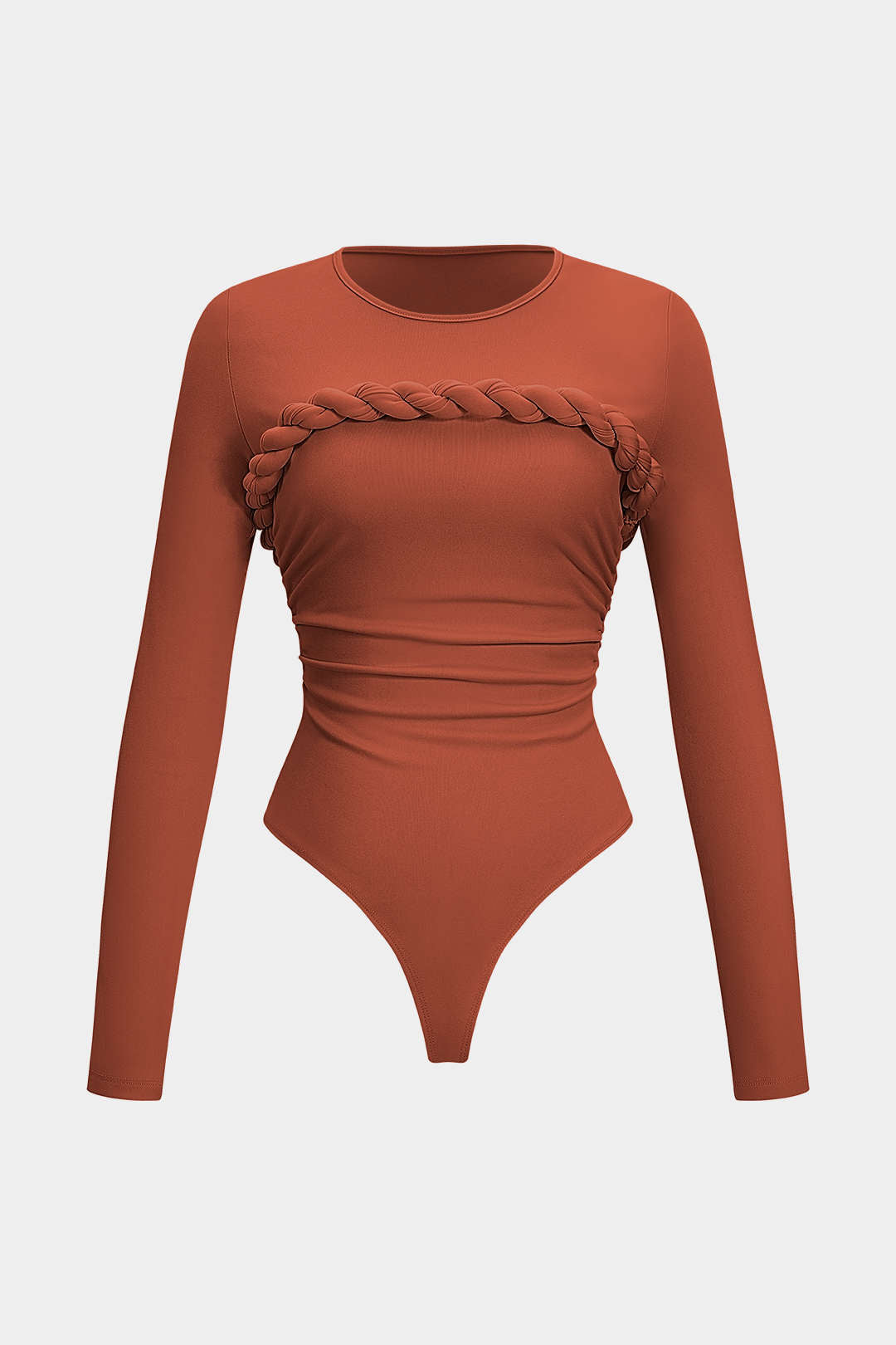 Twist Knot Ruched Long-Sleeve Bodysuit