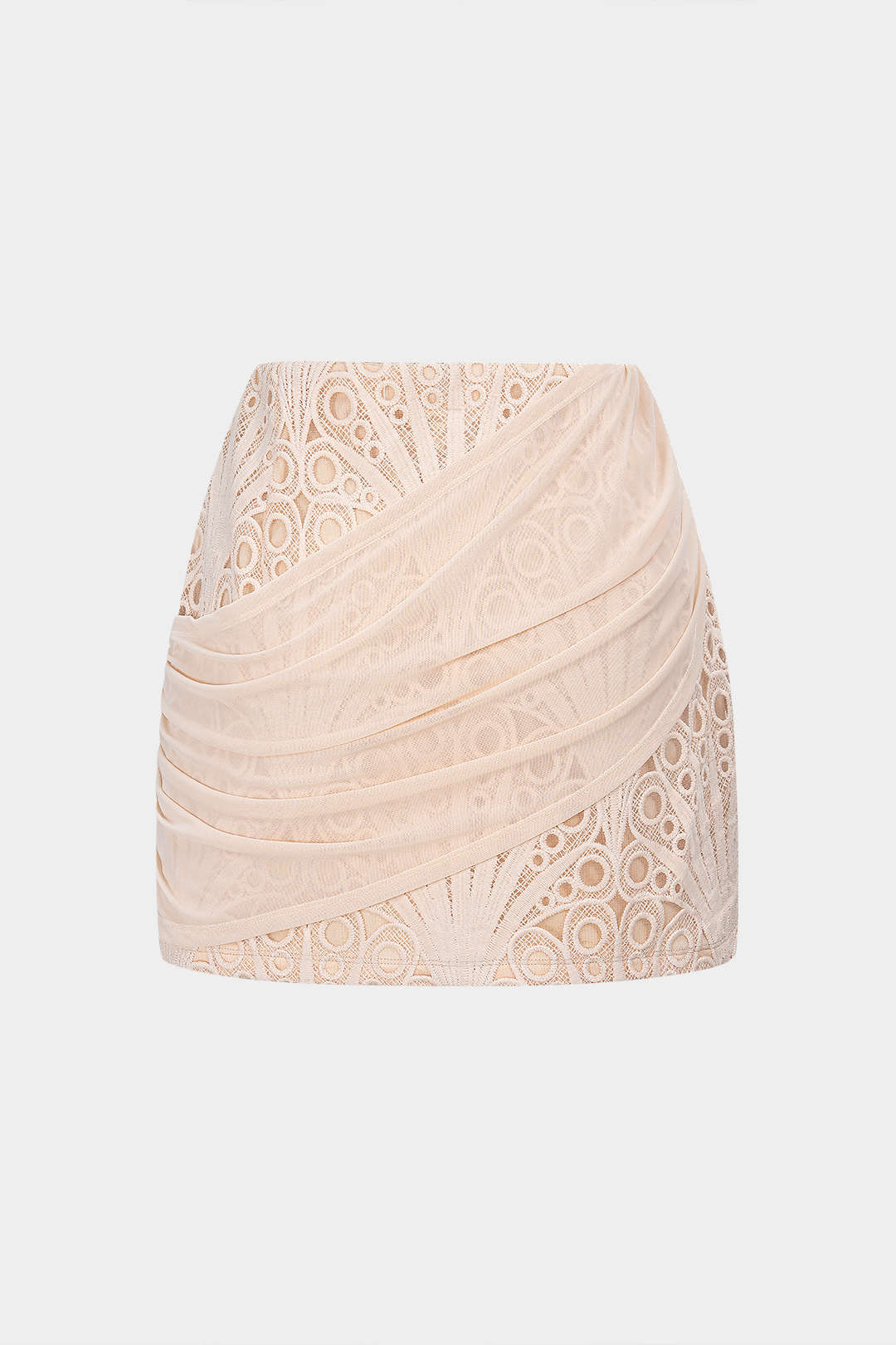 Lace Patchwork Asymmetrical Ruched Skirt
