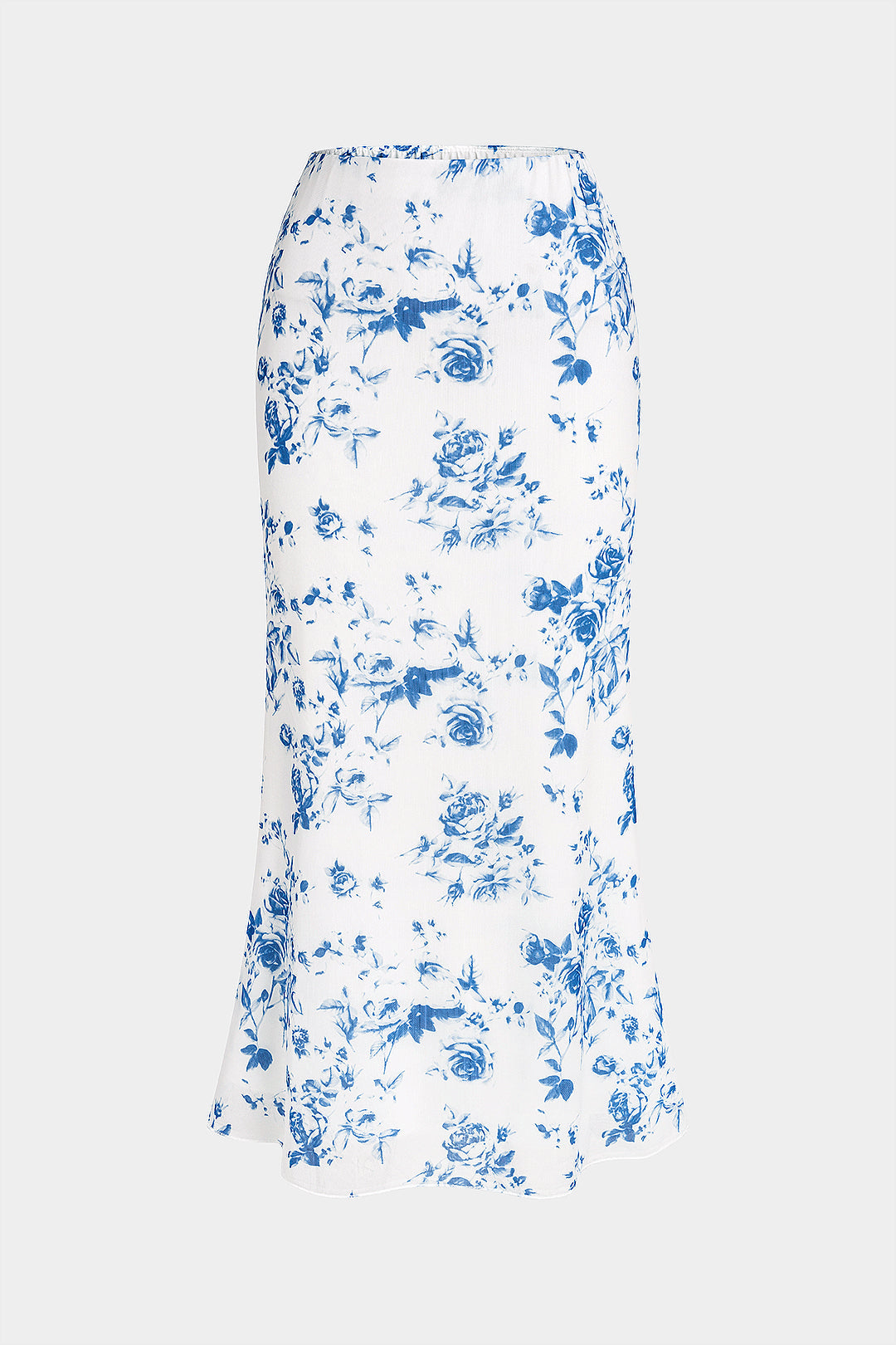 Jupe taille haute en résille imprimé floral