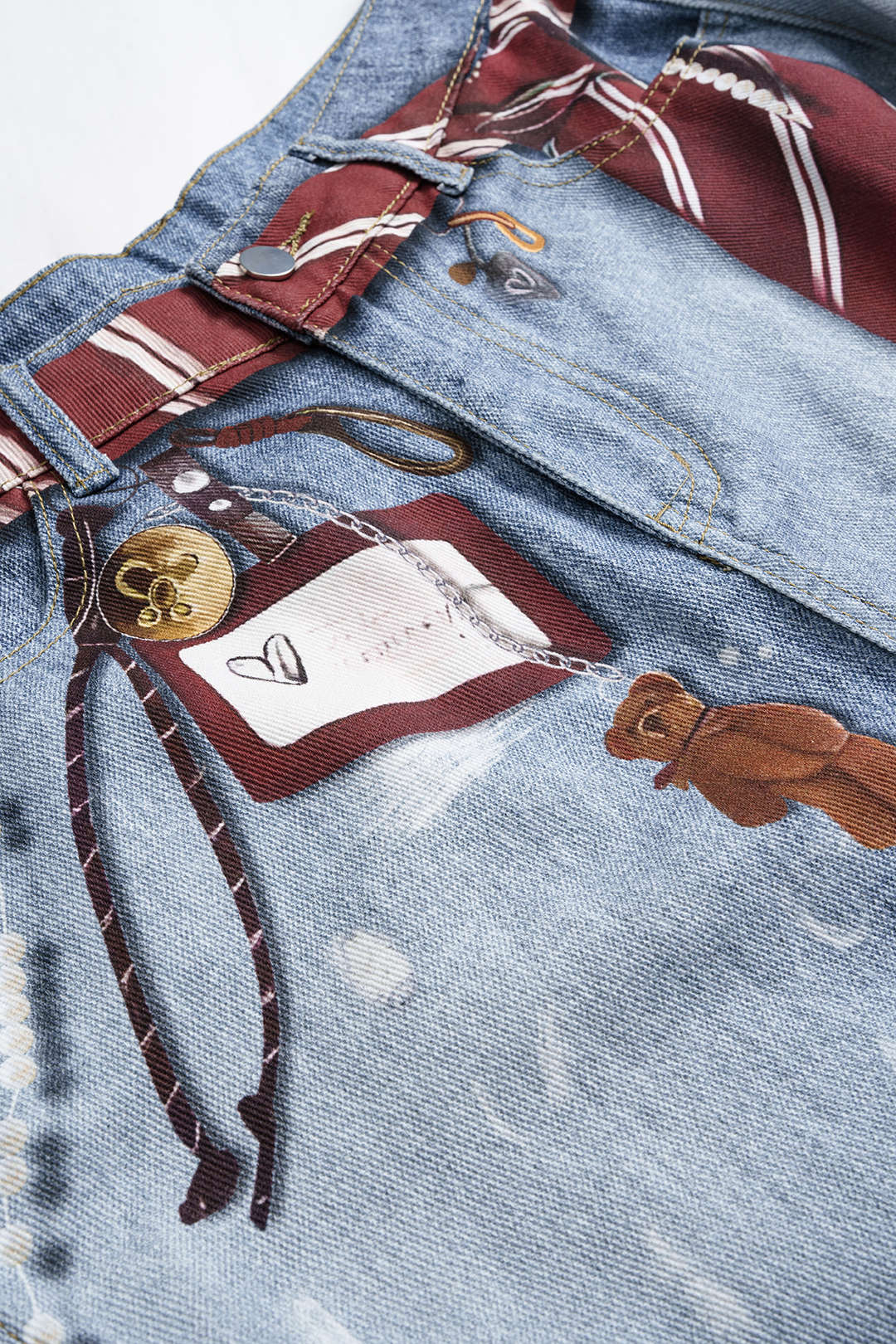 Jean taille haute à imprimé illusion denim