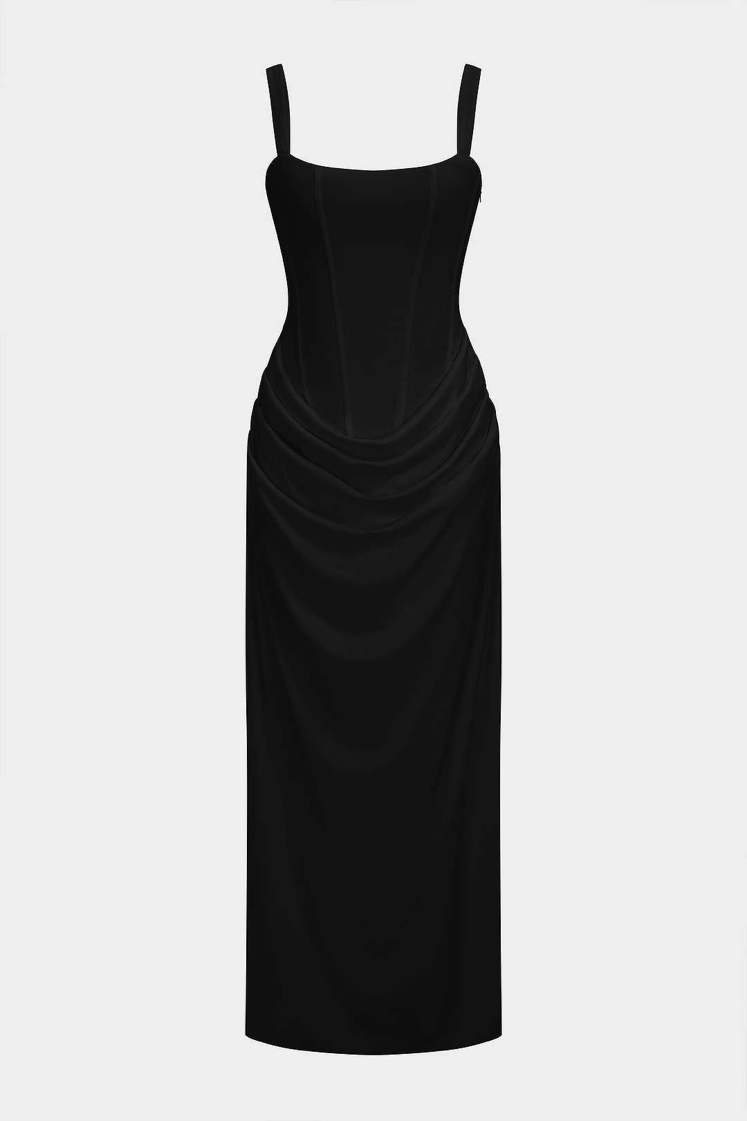 Maxikleid mit Raffungen und Bindedetail am Rücken ohne Ärmel