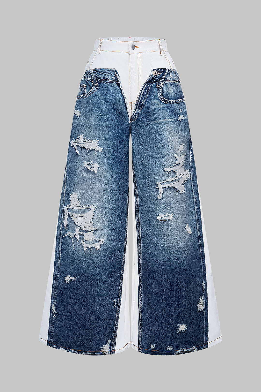 Pantalon ample imprimé denim
