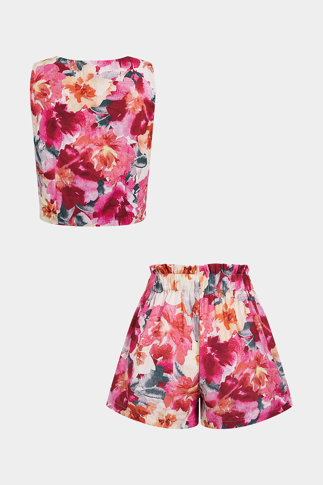Blumenmuster Square Neck Tank Top und Wide Leg Shorts Set