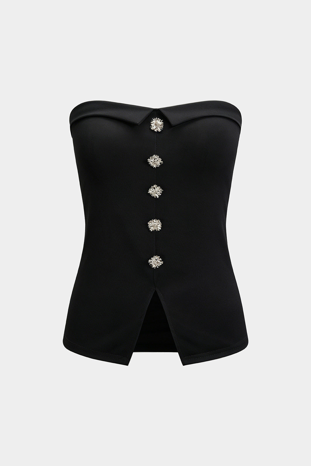 Schlitz-Strass-Knopf-Tube-Top