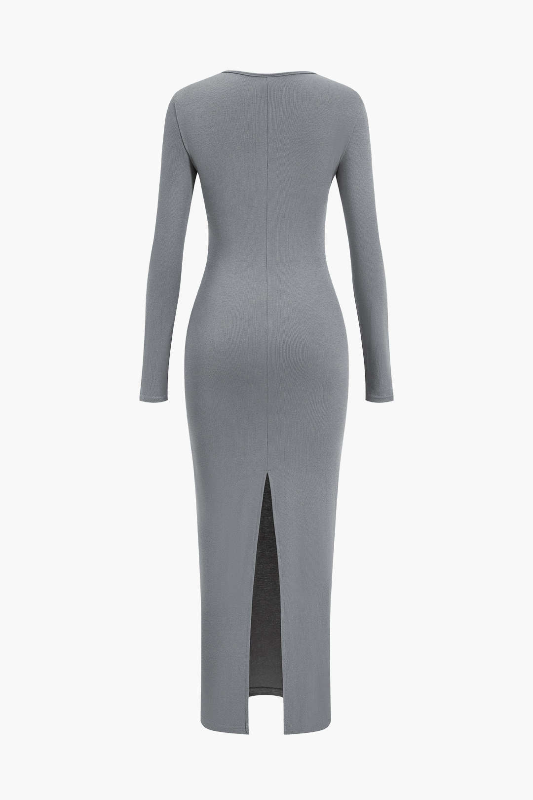 Robe longue asymétrique fendue au cou