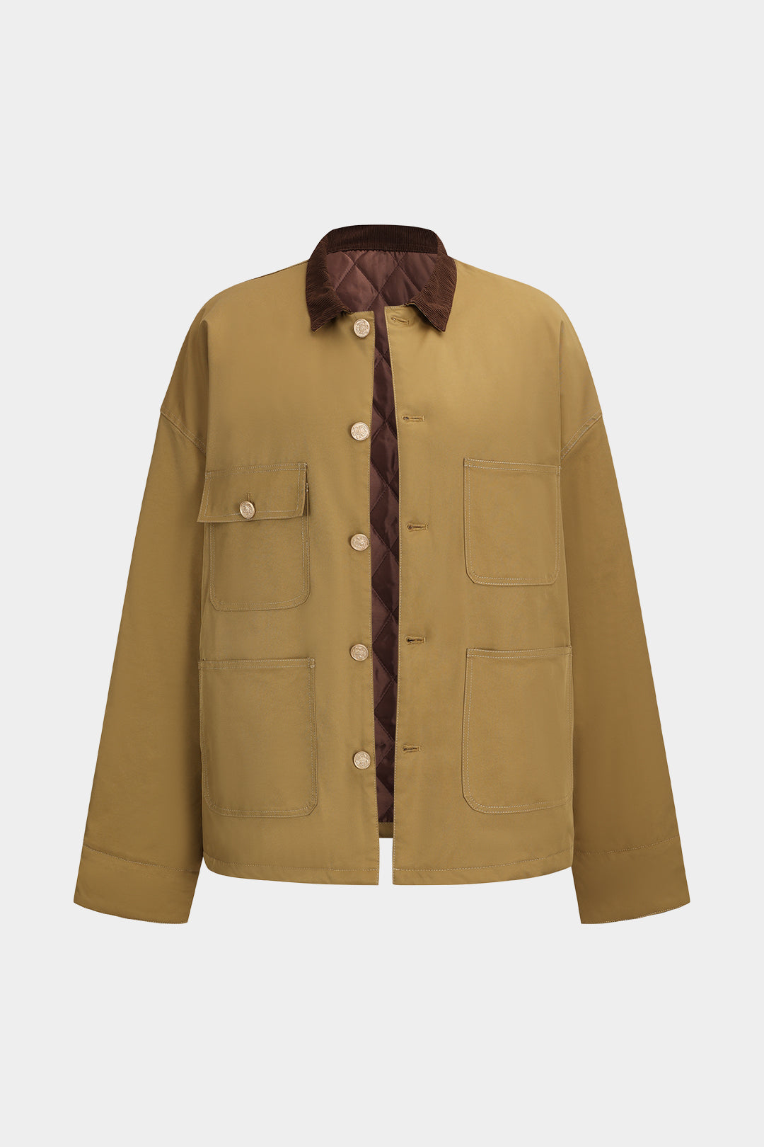 Veste matelassée à manches longues et poche boutonnée