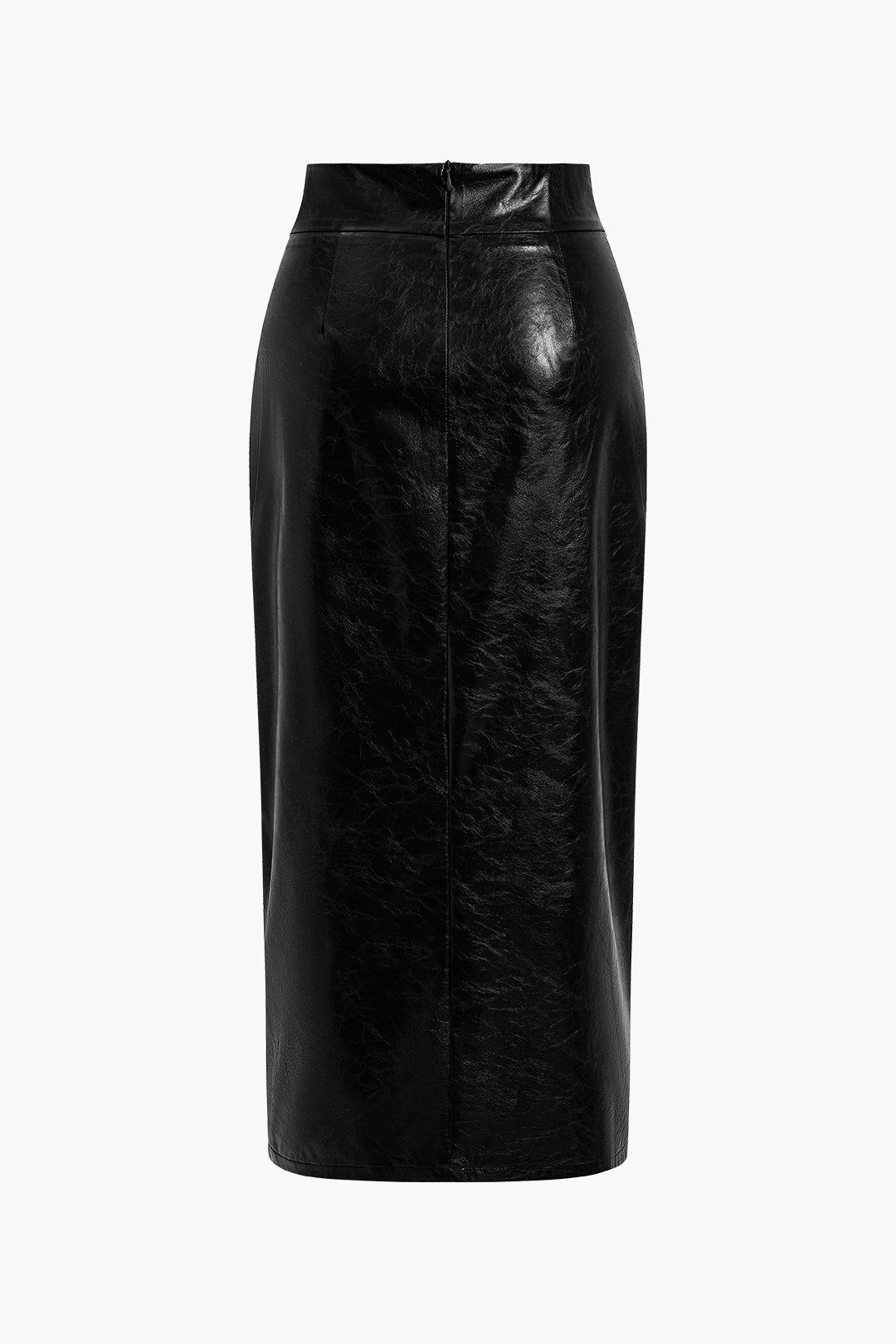Faux Leather Side Slit Skirt