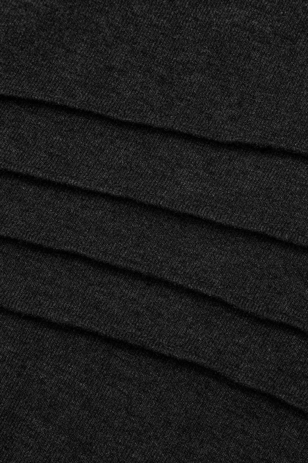 Robe longue fendue drapée à manches longues, col montant et effet portefeuille