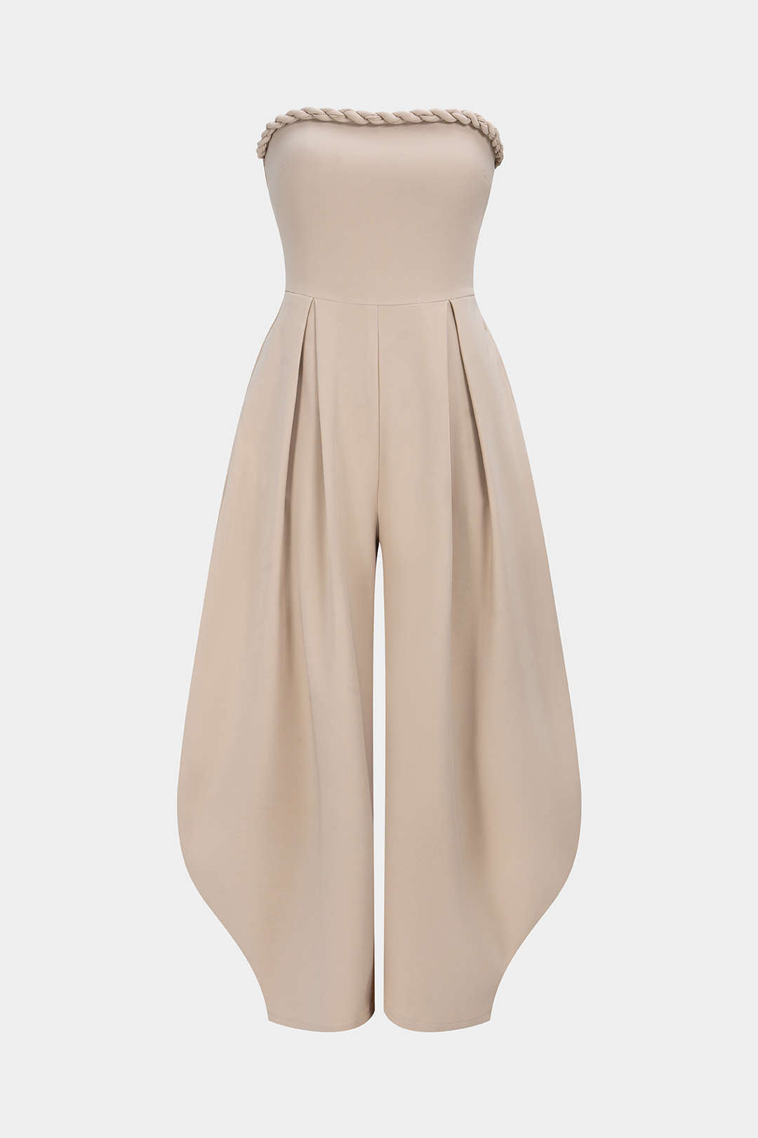 Twist Knot Strapless Sleeveless Wide Leg Jumpsuit