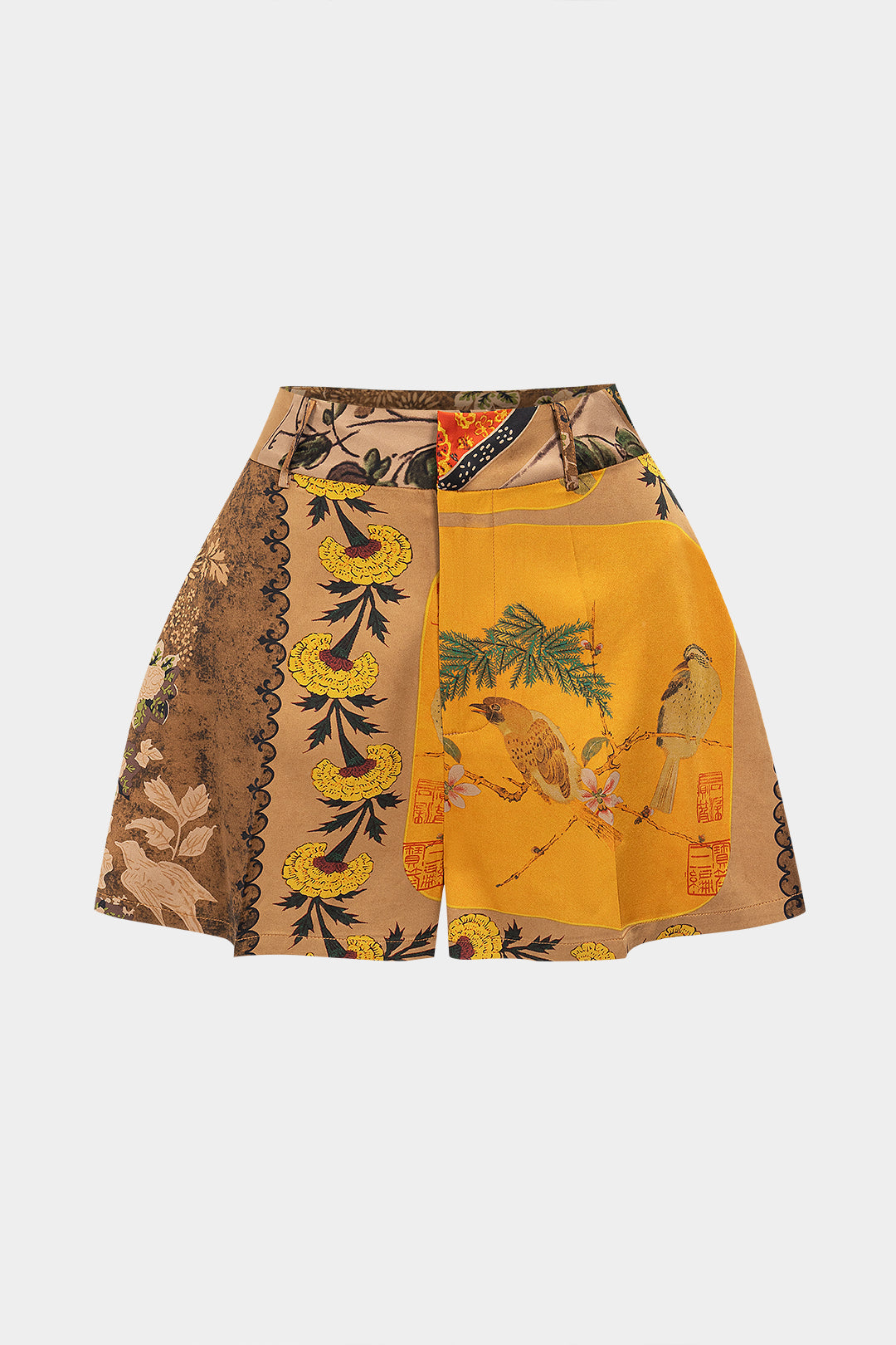 Shorts mit Blumenmuster und Kontrastdetails