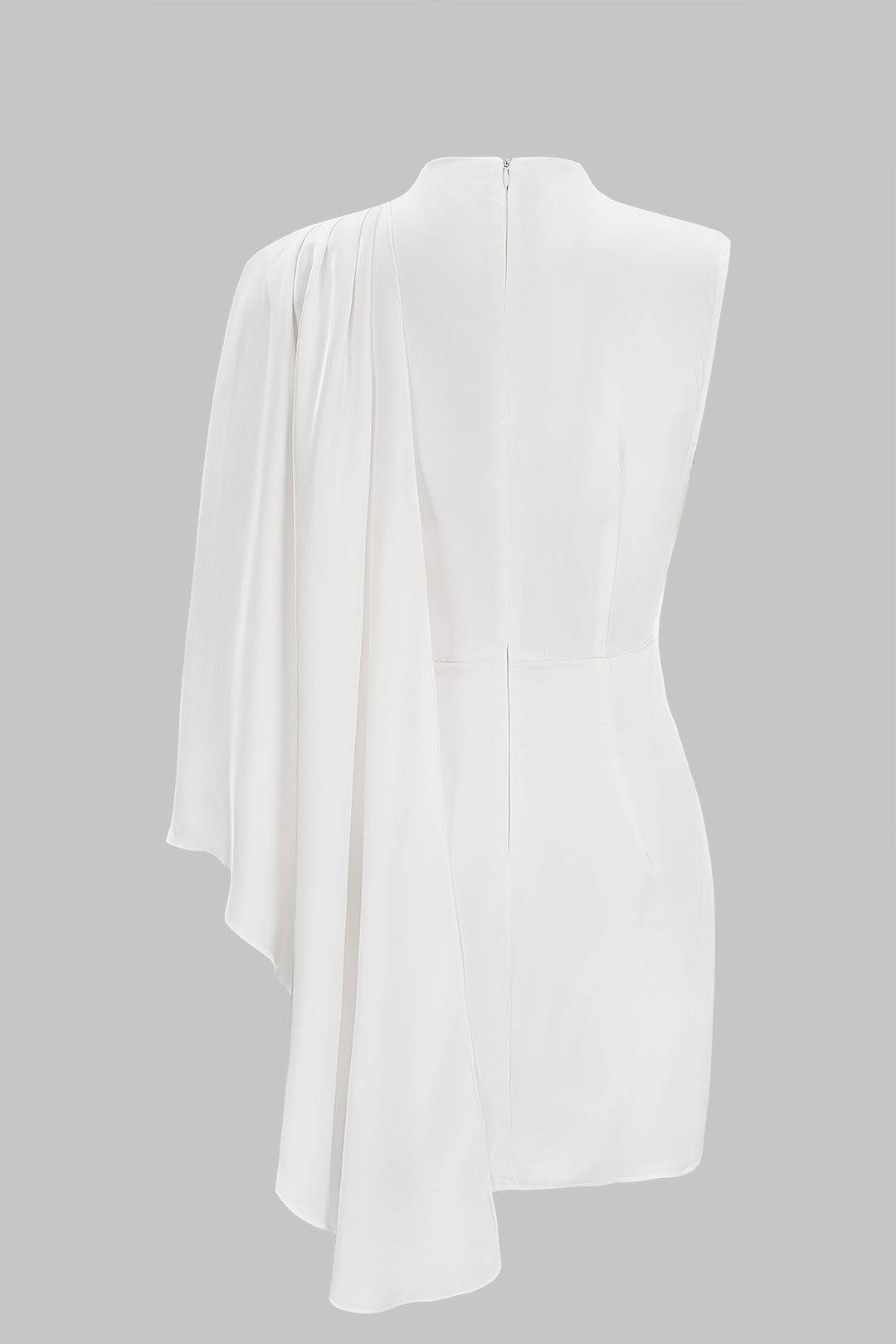 Satin-Minikleid, ärmellos, gerafft, asymmetrisch, mit Reißverschluss