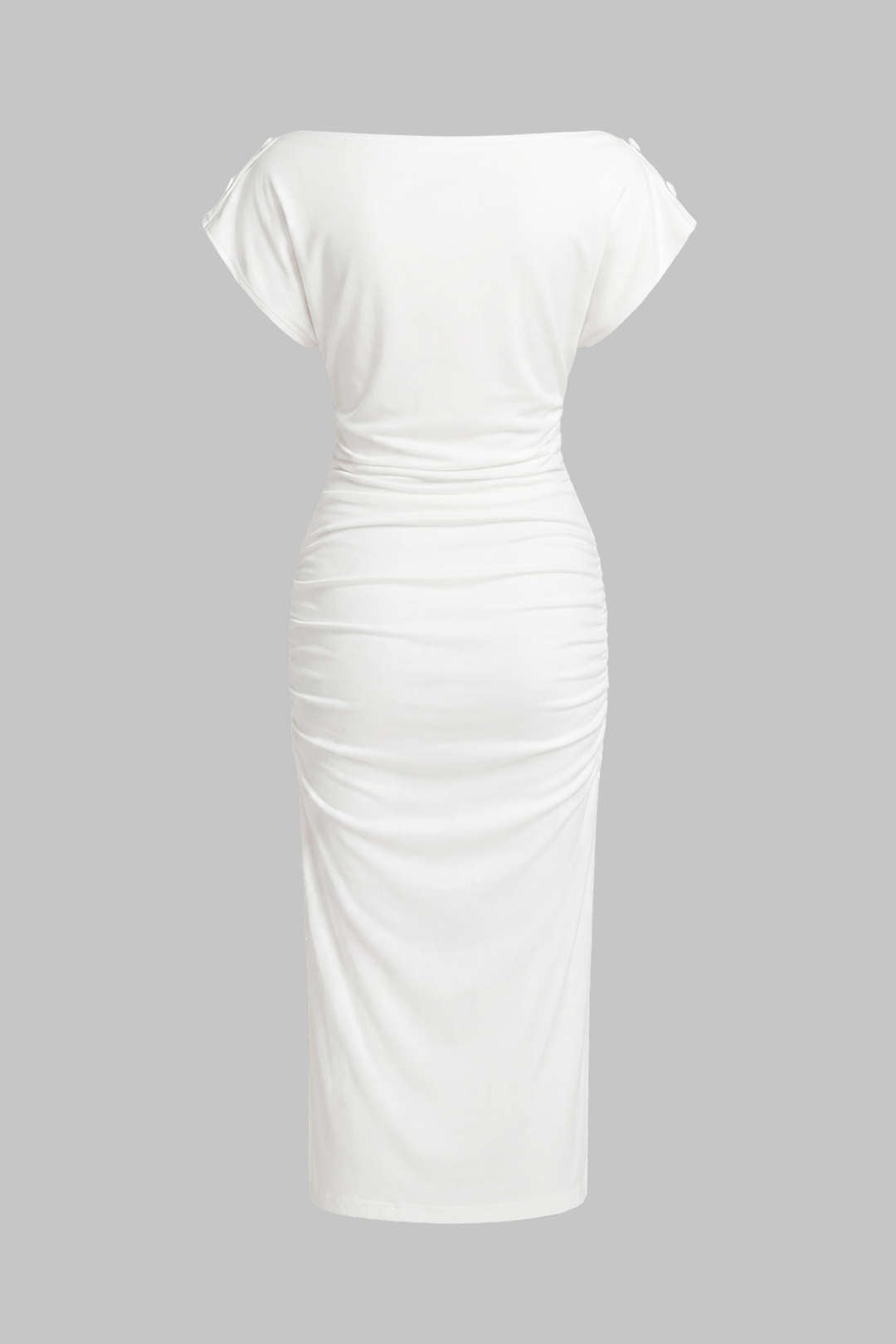 Robe midi unie à manches courtes et boutonnée