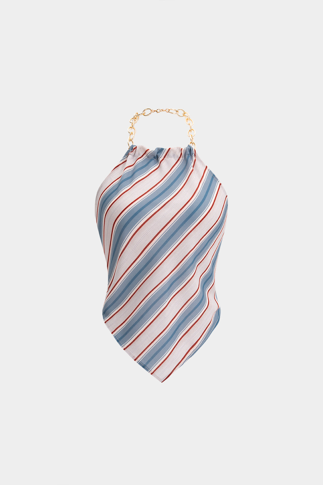 Gestreiftes Oberteil mit Metallic-Ketten-Neckholder, rückenfrei und gerafft zum Binden
