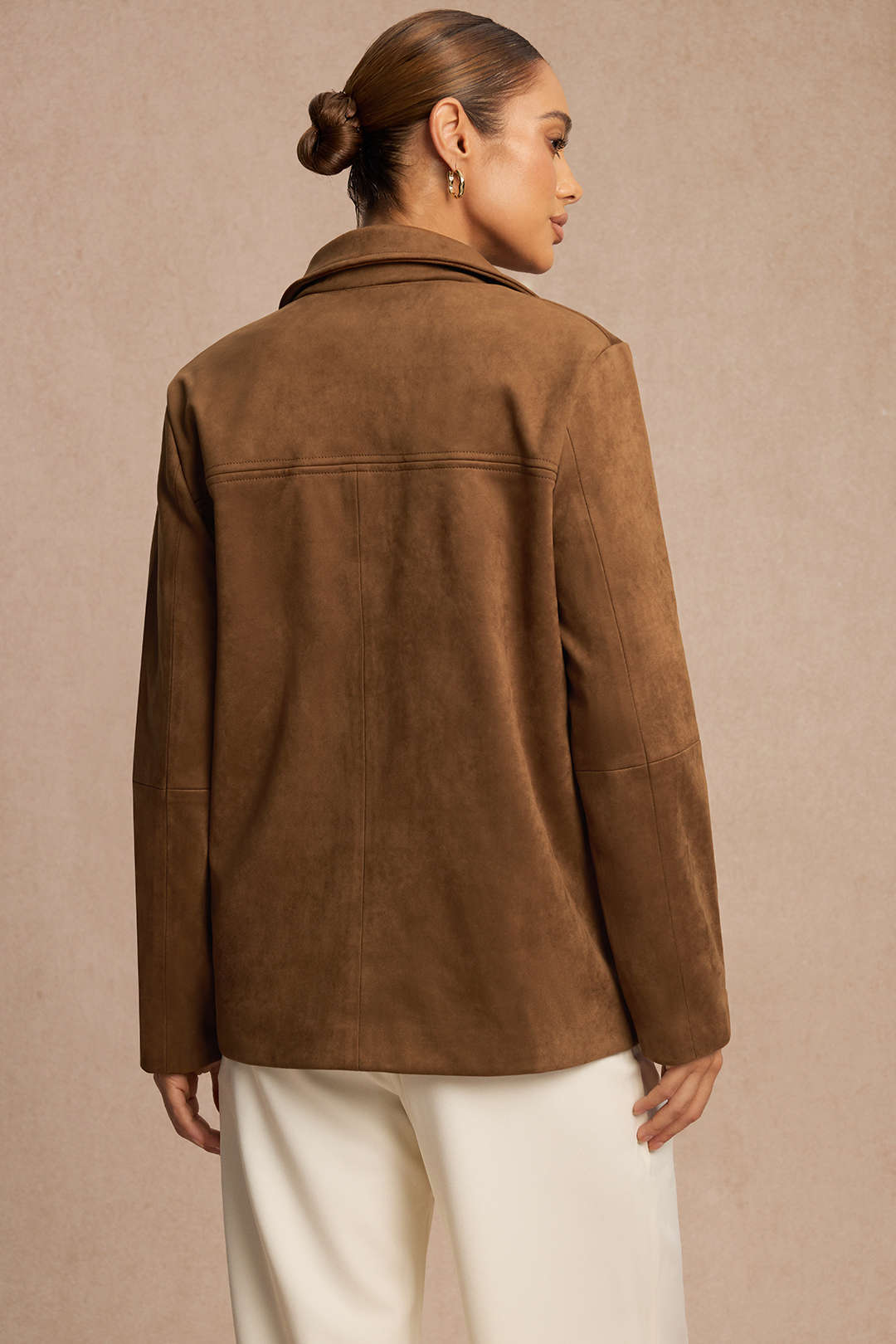 Wildlederblazer mit fallendem Revers