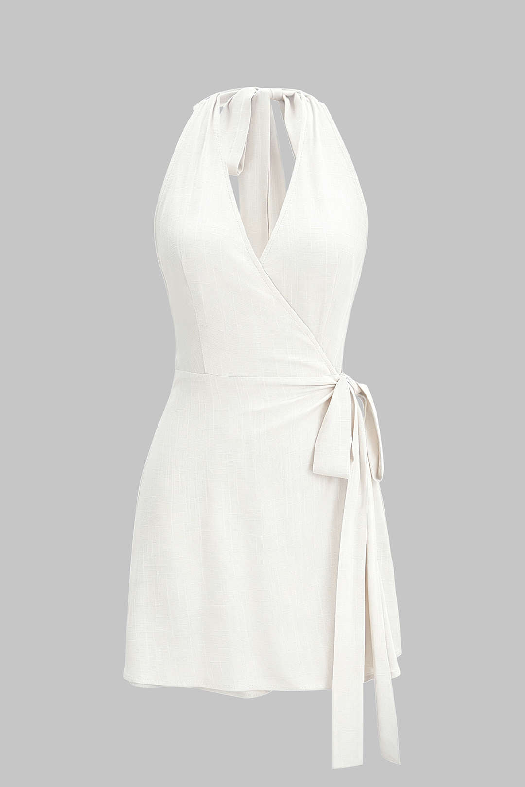 Robe courte sans manches dos nu à col en V et liens.