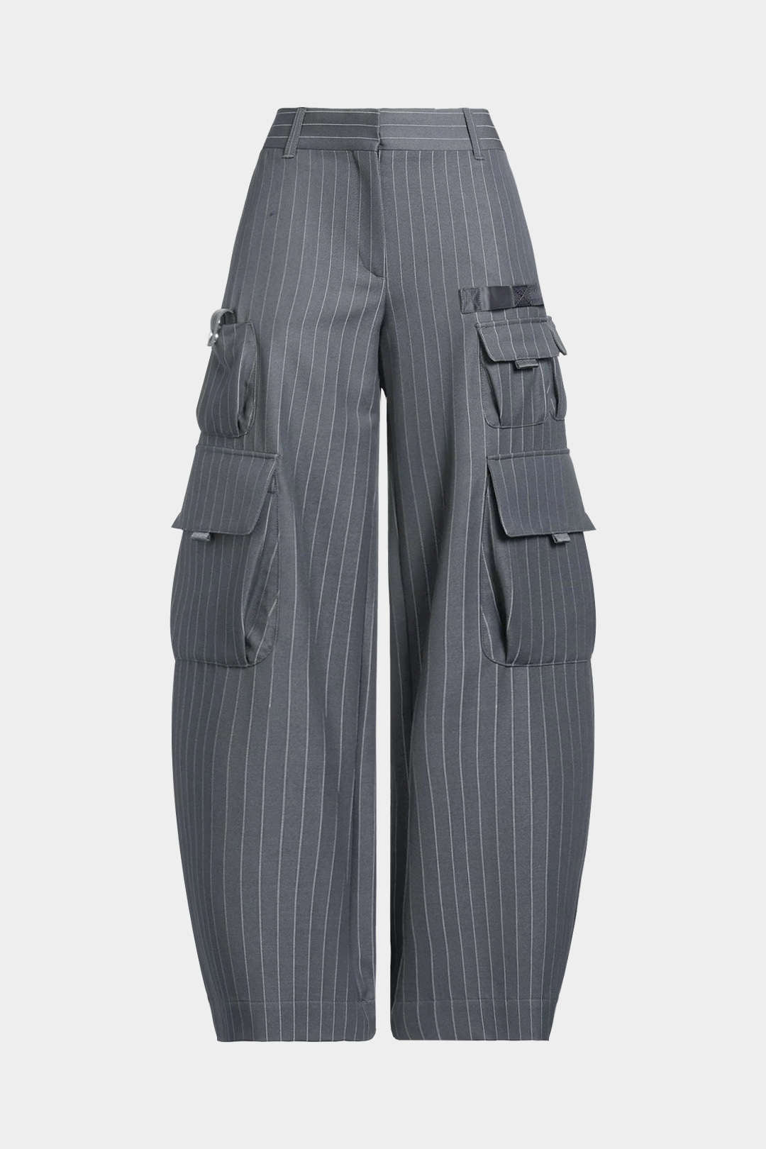 Pantalon large à imprimé rayé et poches