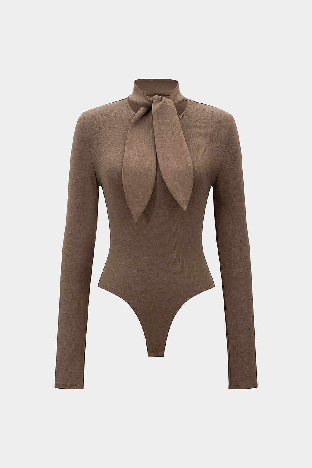 Round Neck Tie Front Long-Sleeve Bodysuit