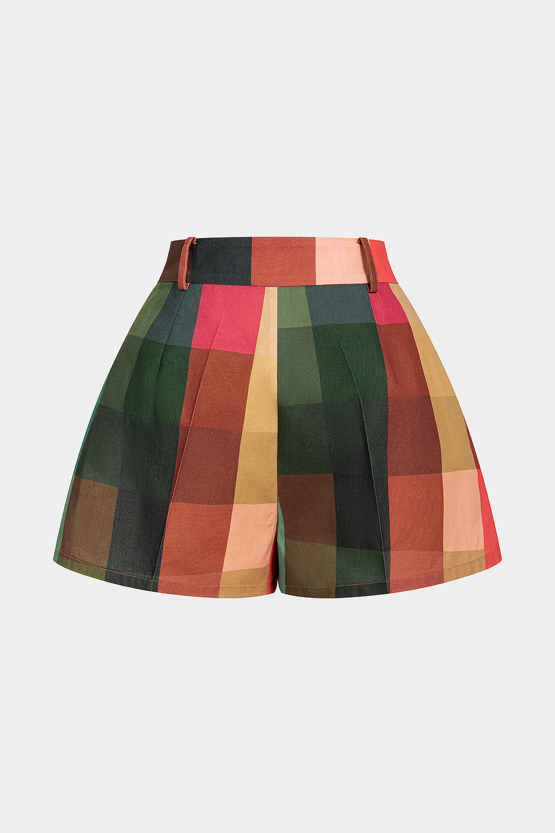 Geometrische Plaid-Print-Shorts mit weitem Bein