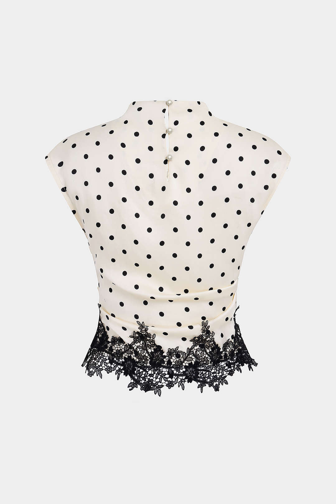 Chemise à volants en dentelle patchwork imprimée à pois