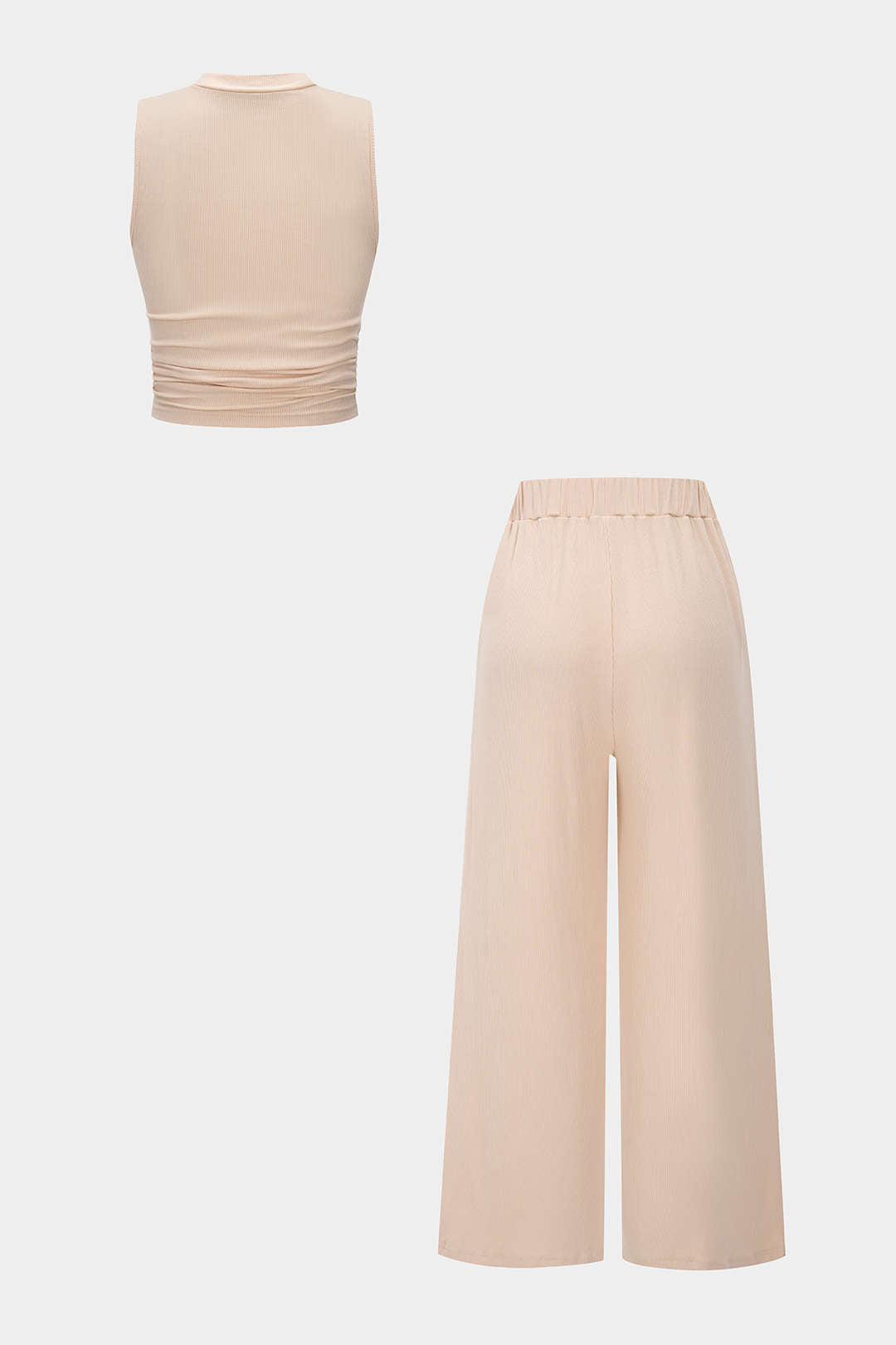 Solid Tank Top And Drawstring Trousers Set