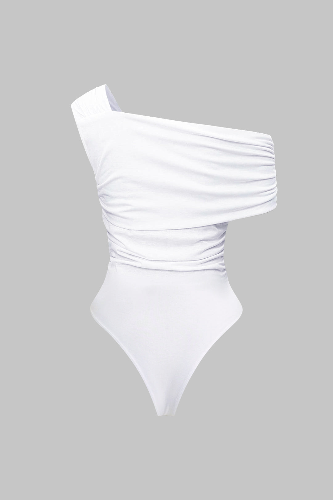 One Shoulder Asymmetrical Ruched Sleeveless Bodysuit