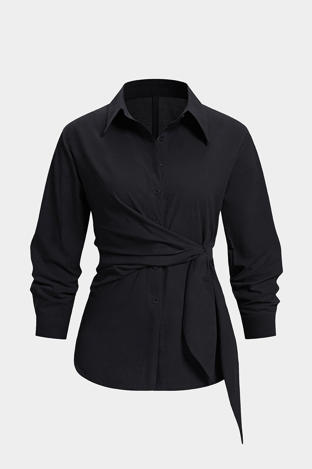 Chemise boutonnée à revers et à nouer sur le devant, à manches longues