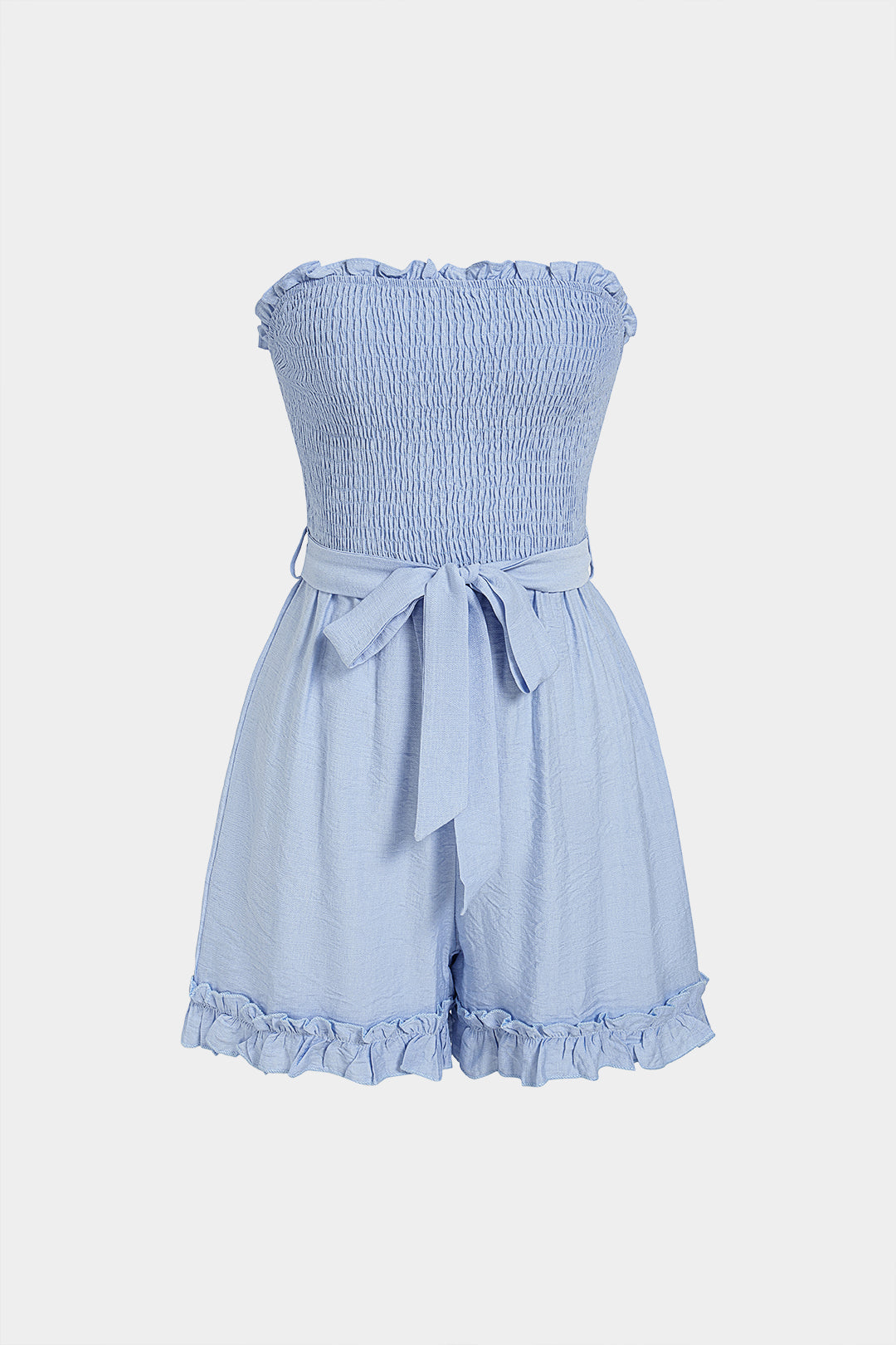 Shirred Tie-Up Sleeveless Romper