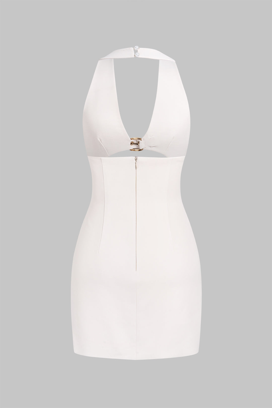 Metallic Halter V-Ausschnitt Cut-Out Ärmelloses Minikleid