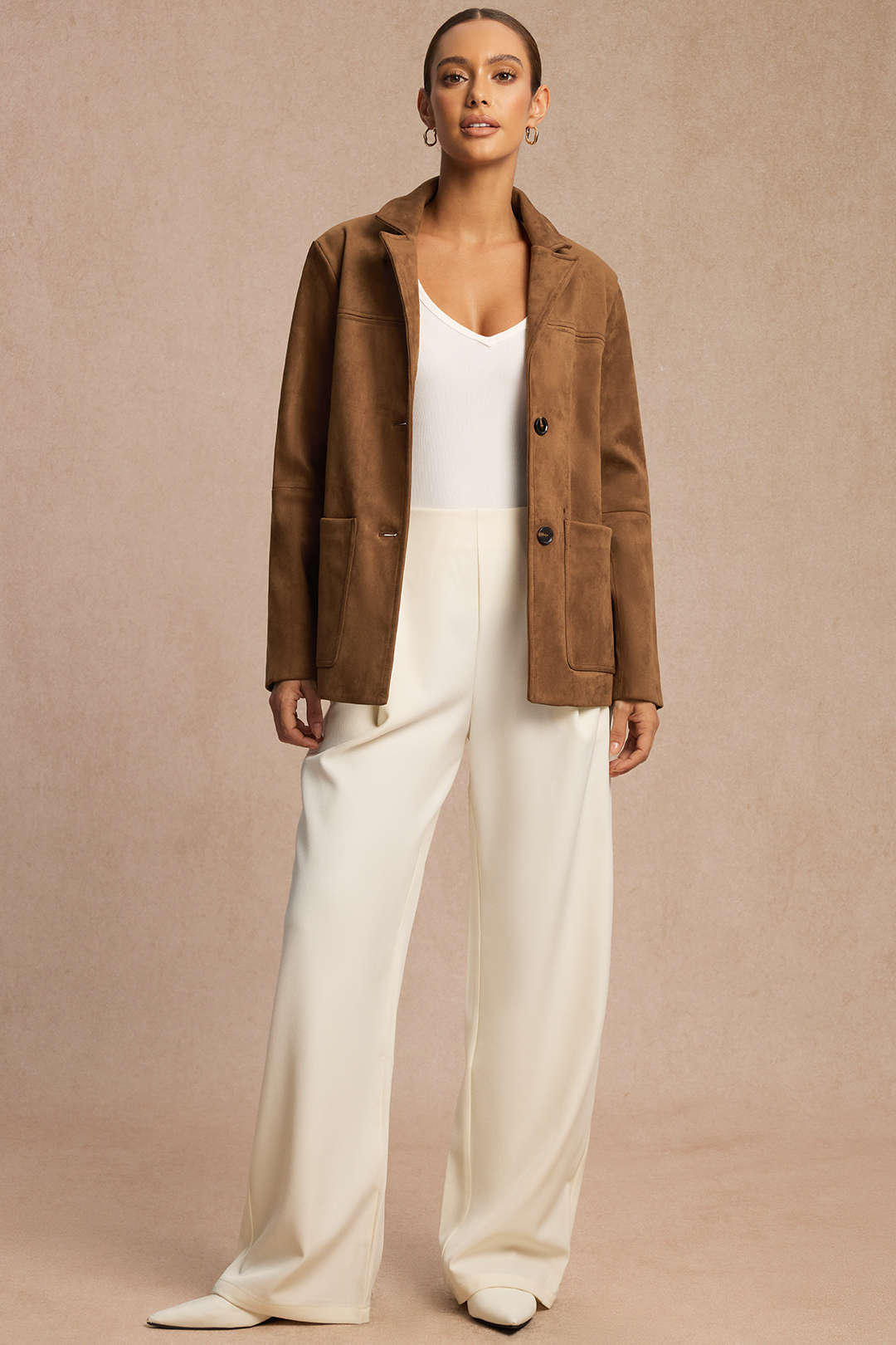 Wildlederblazer mit fallendem Revers