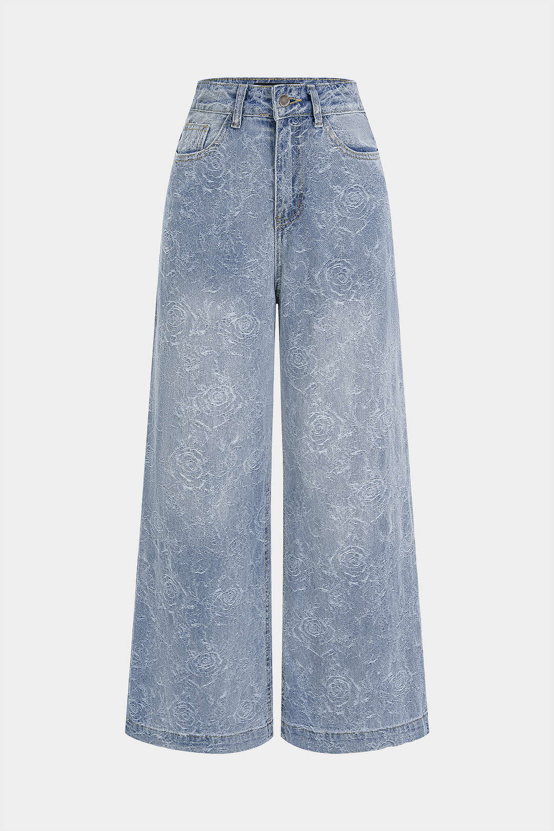 Jeans mit geradem Bein und Blumenmuster