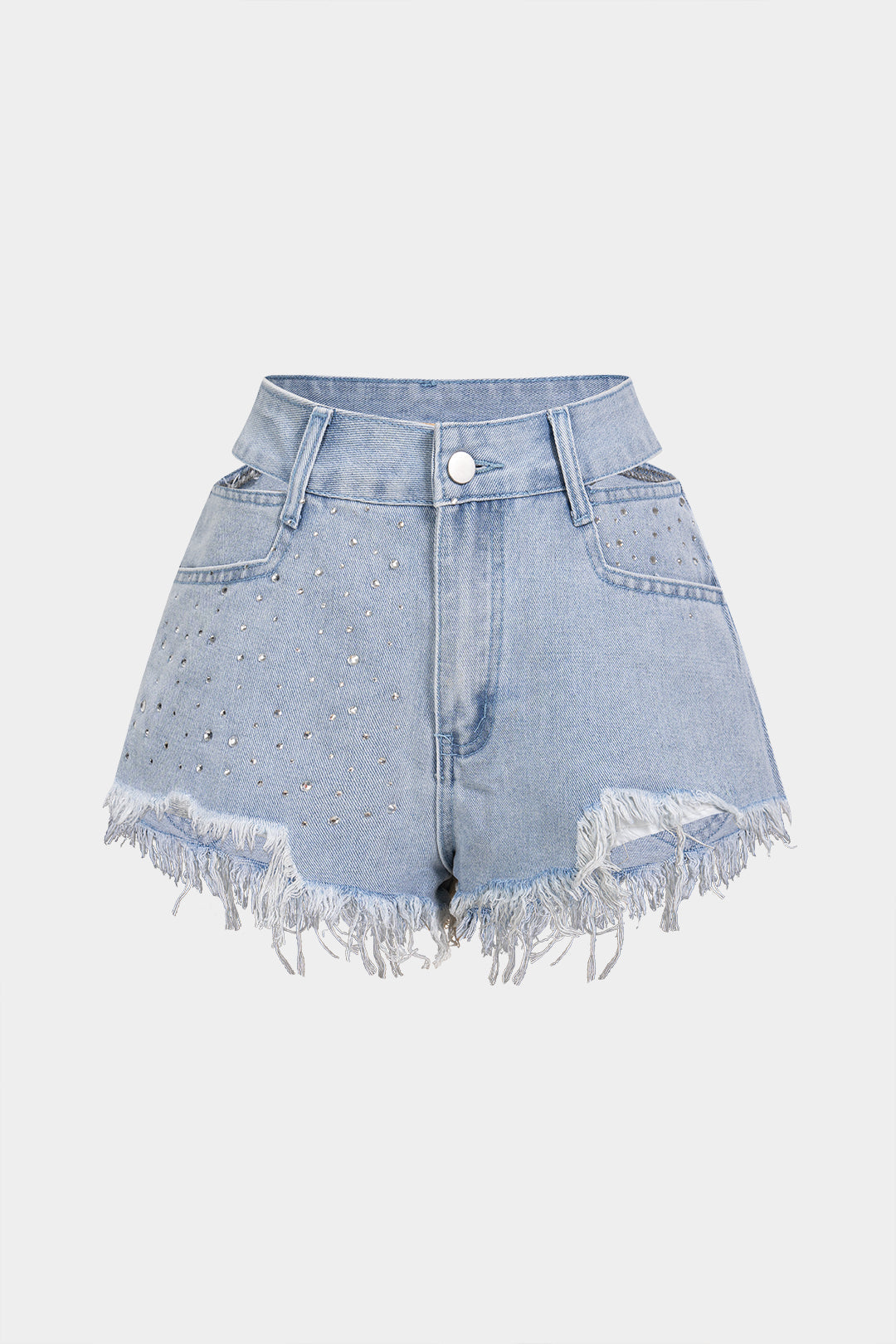 Jeansshorts mit Destroyed-Cut-Out und Taschen
